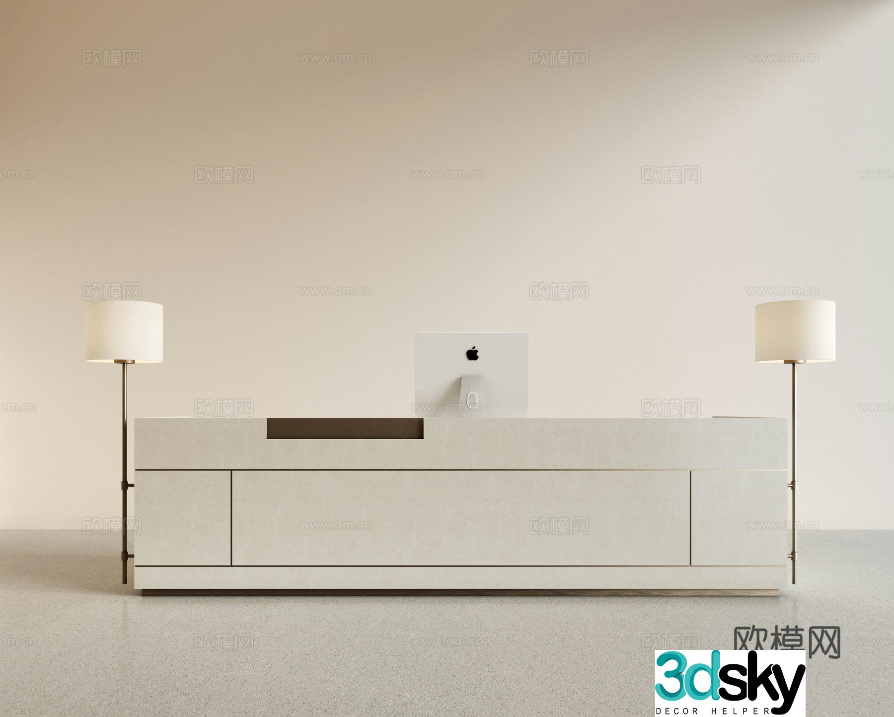 Modern front desk reception desk service desk office front desk 3d model