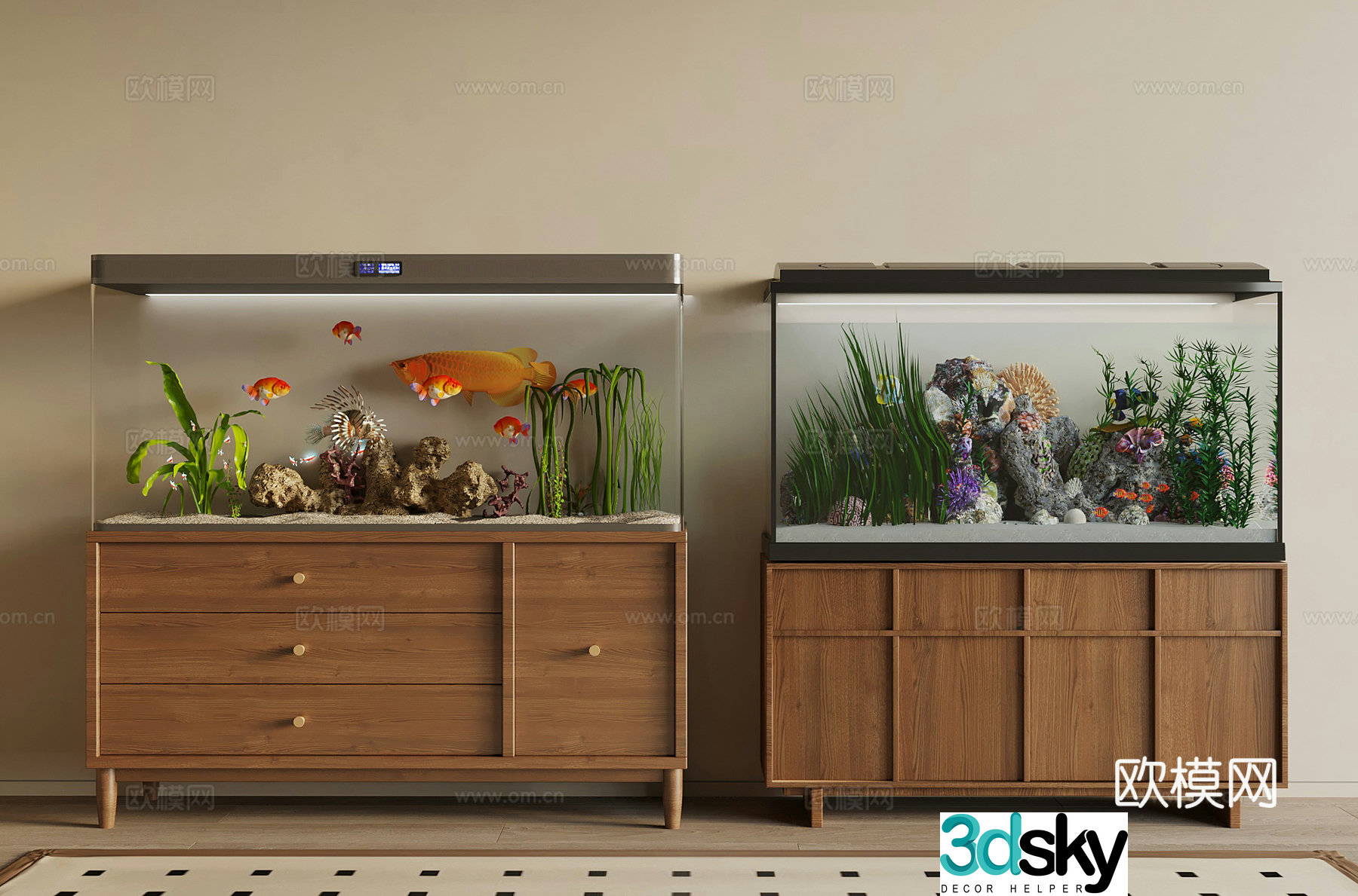 Modern fish tank 3d model