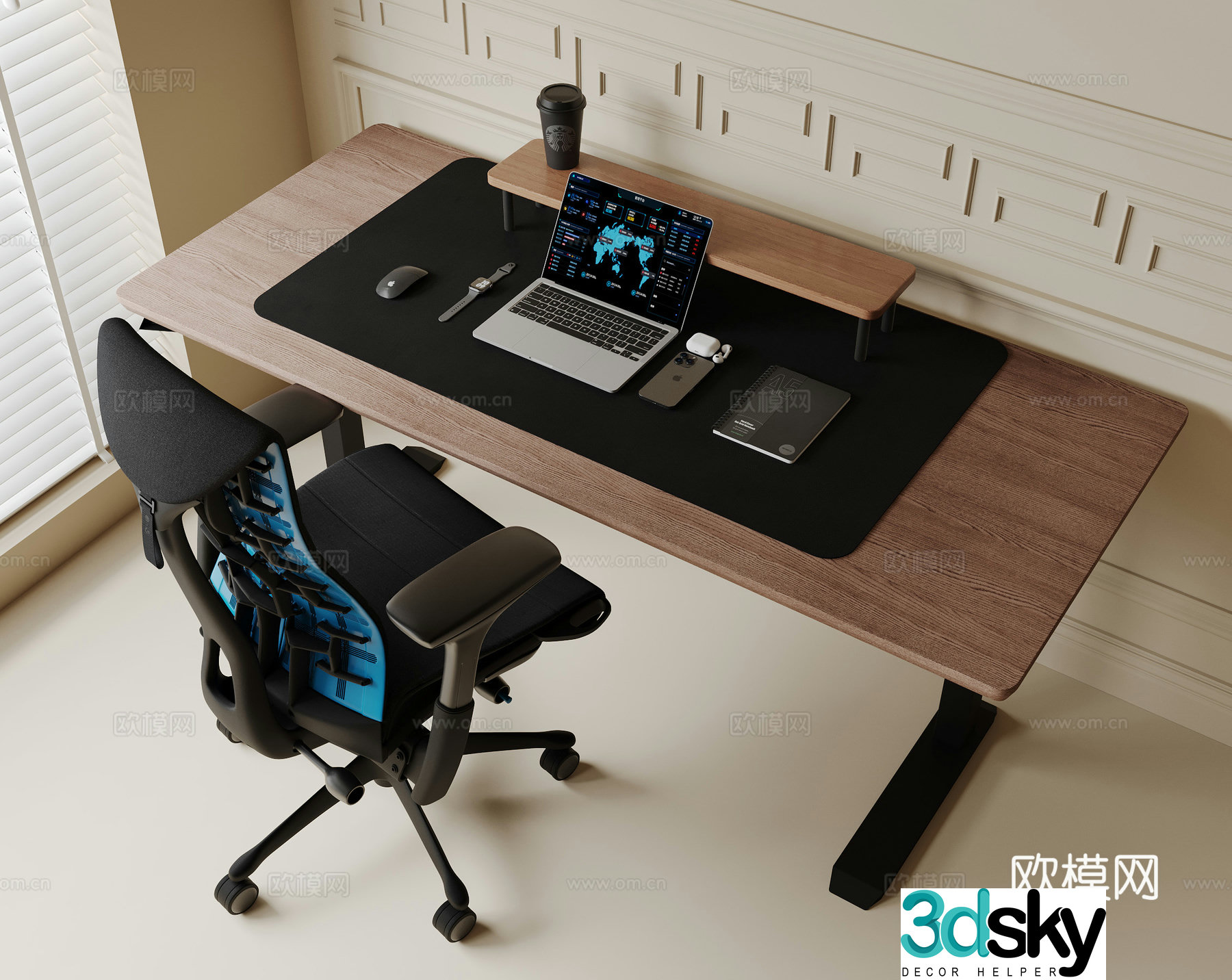 Modern desk and chair 3d model