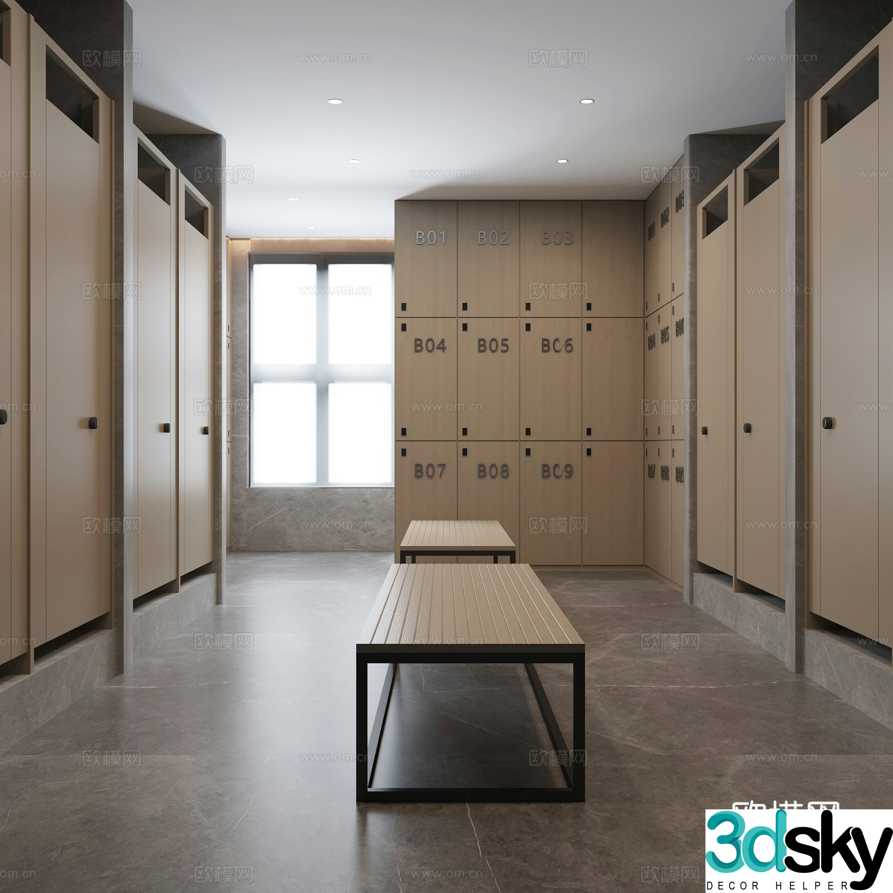 Modern locker room 3d model
