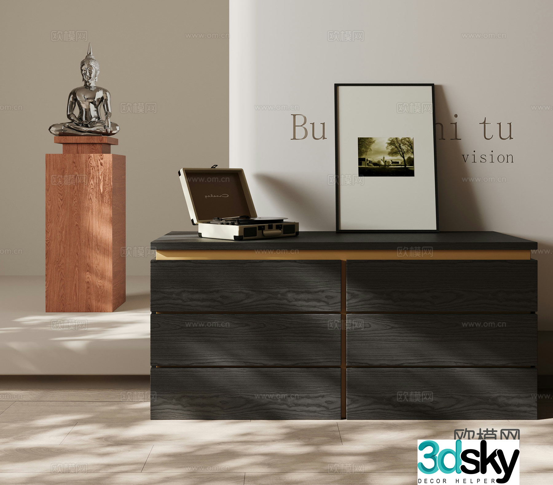 Modern side cabinets low cabinets ornaments 3D model