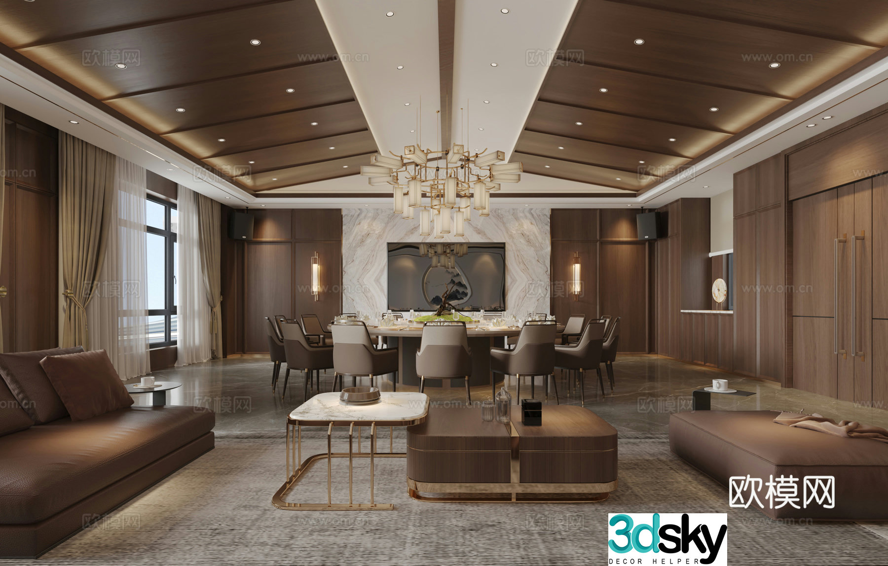 New Chinese style living room 3D model