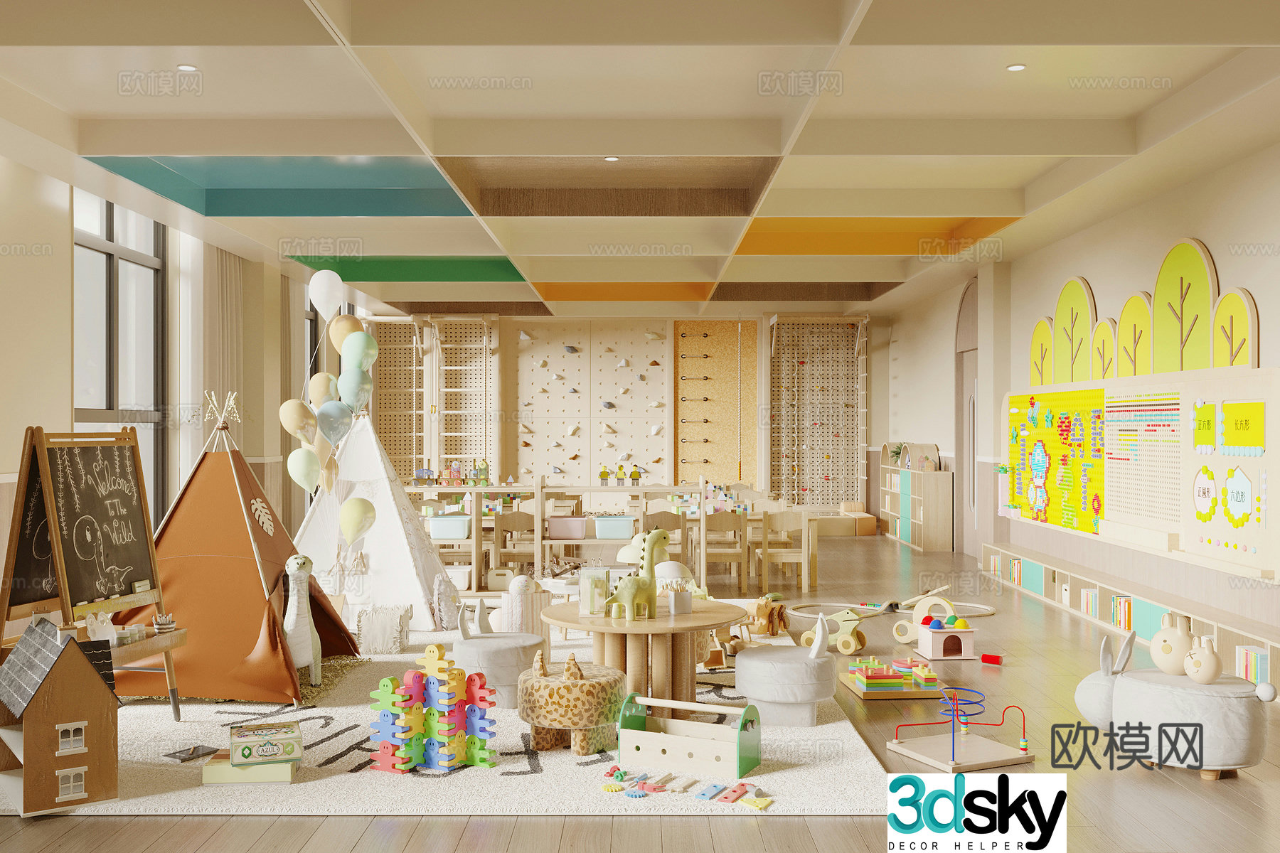 Modern children’s entertainment room 3d model