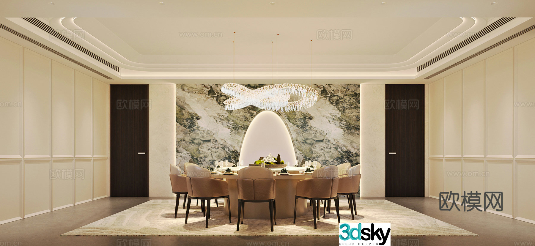Modern restaurant private room 3D model
