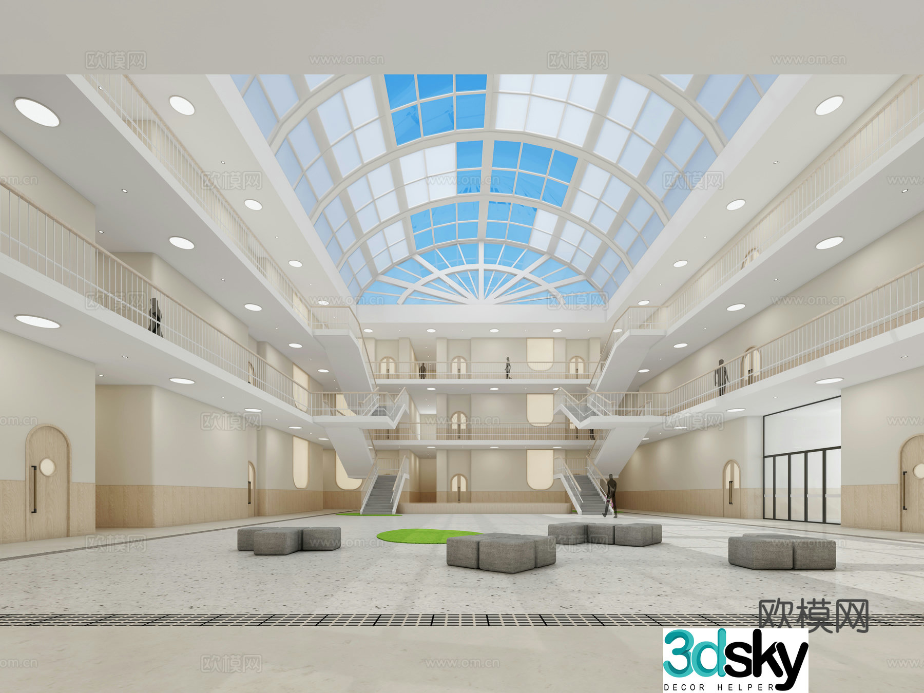 Modern kindergarten hall kindergarten corridor 3d model
