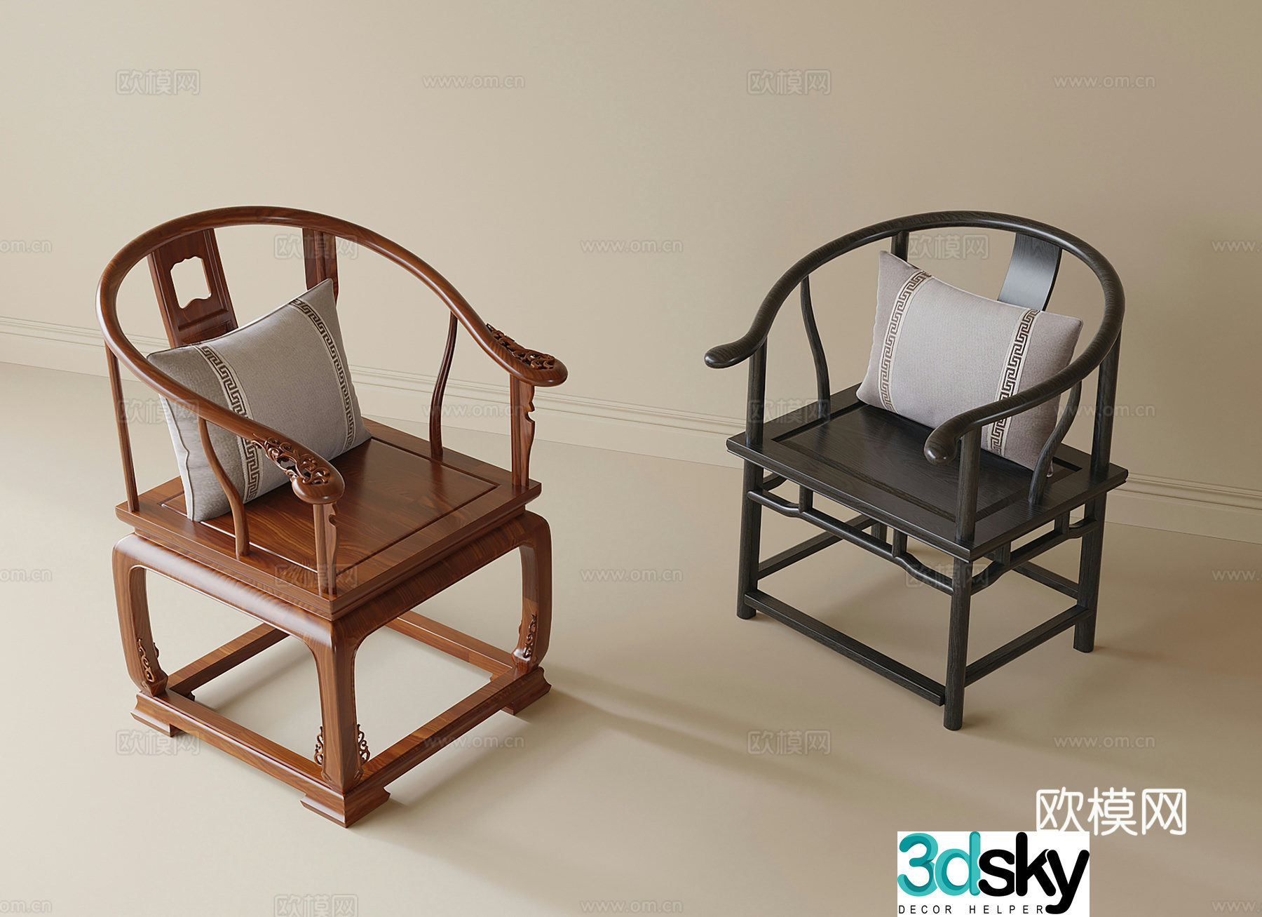 Chinese single chair dining chair leisure chair 3d model