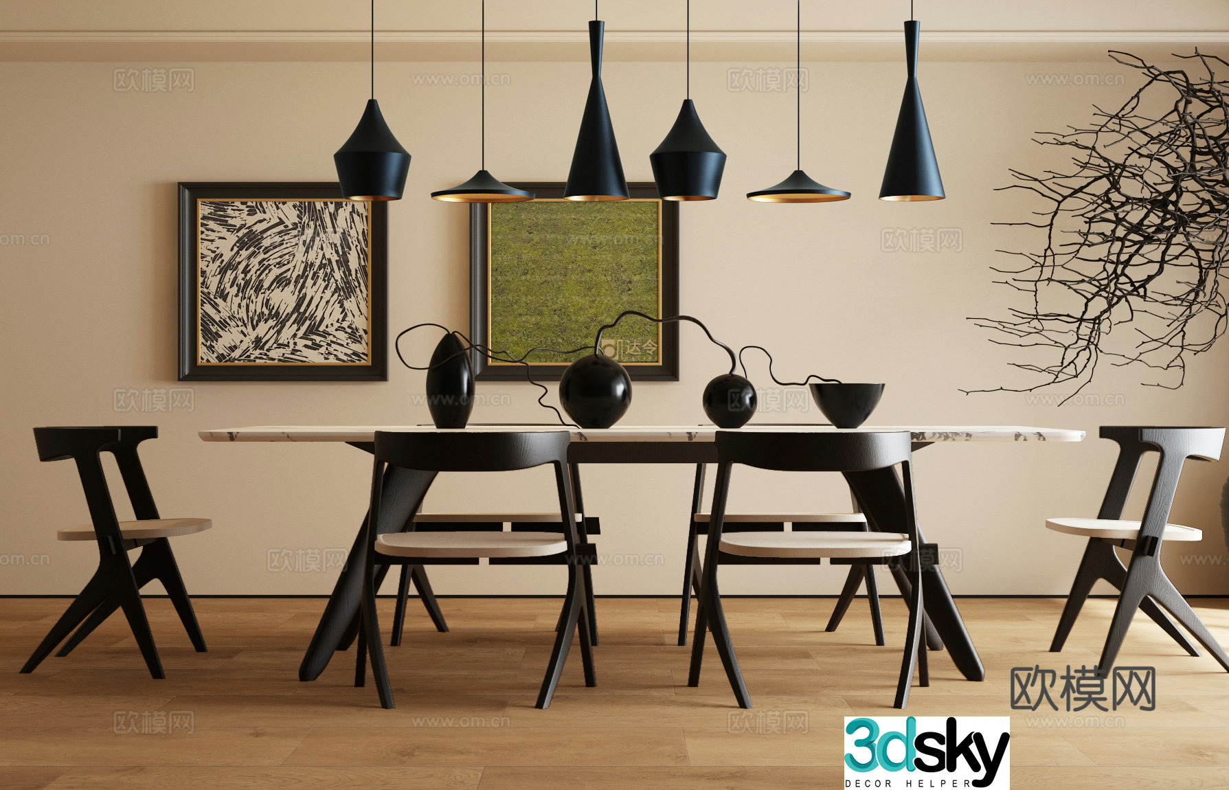 Modern Nordic tea table and chair 3d model