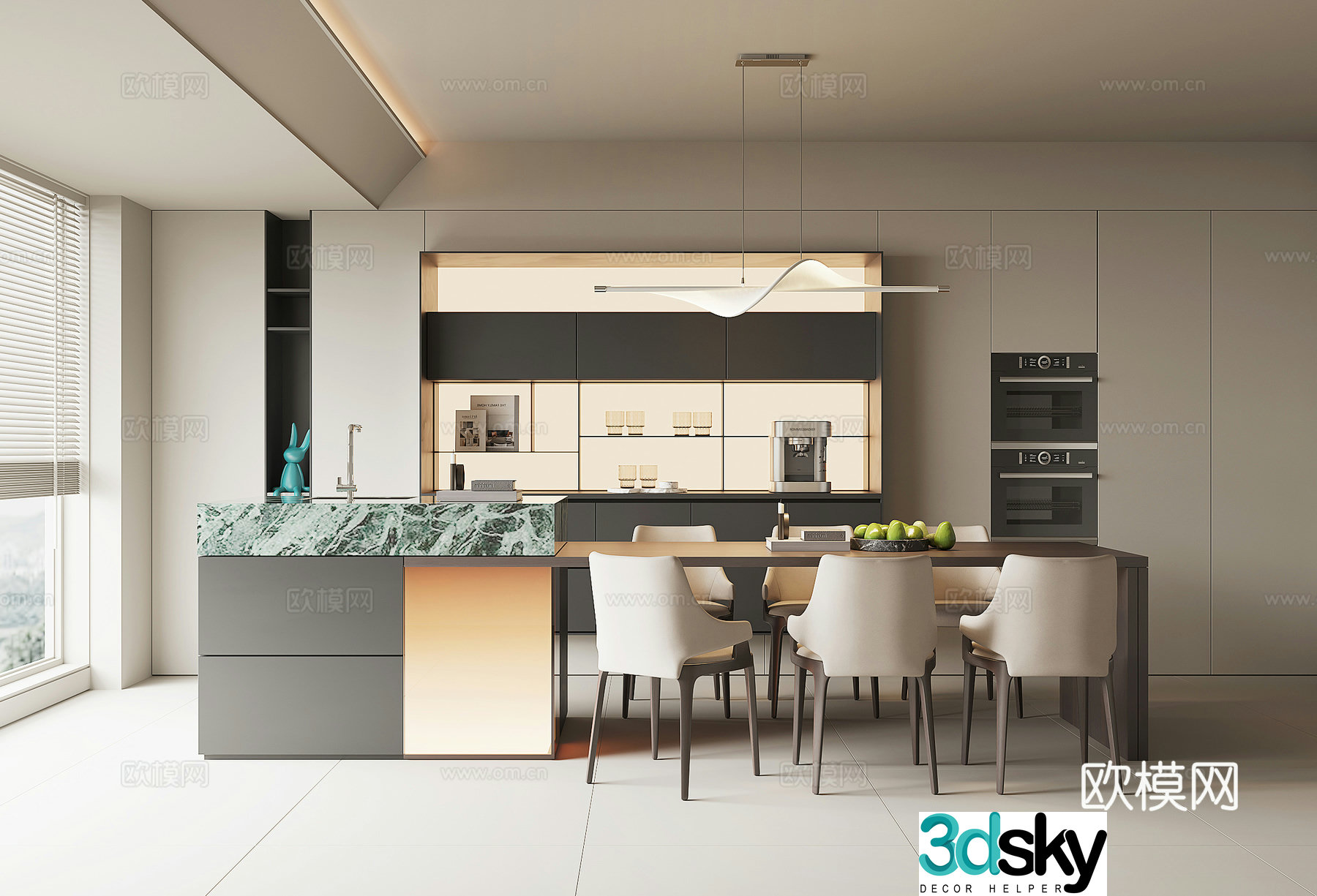 Modern island restaurant 3d model