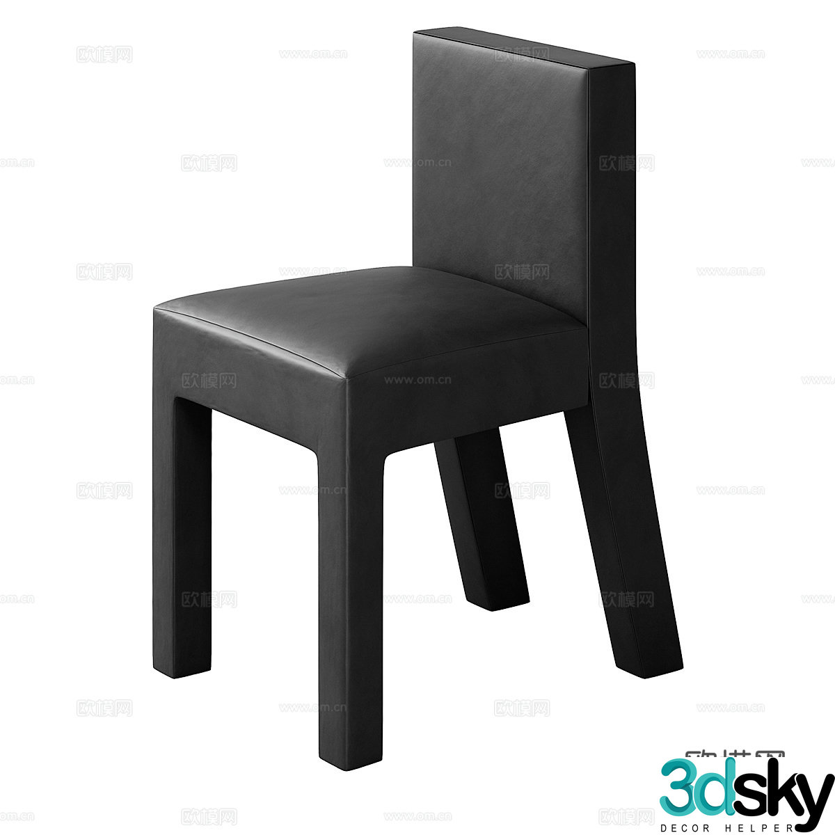 Modern simple single chair Black leather chair Casual chair Stool 3d model