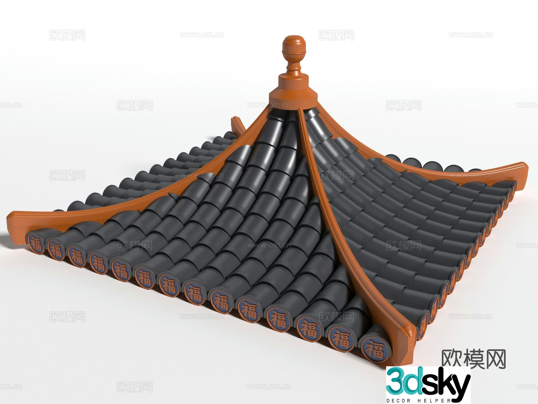 Chinese style tile roof 3d model