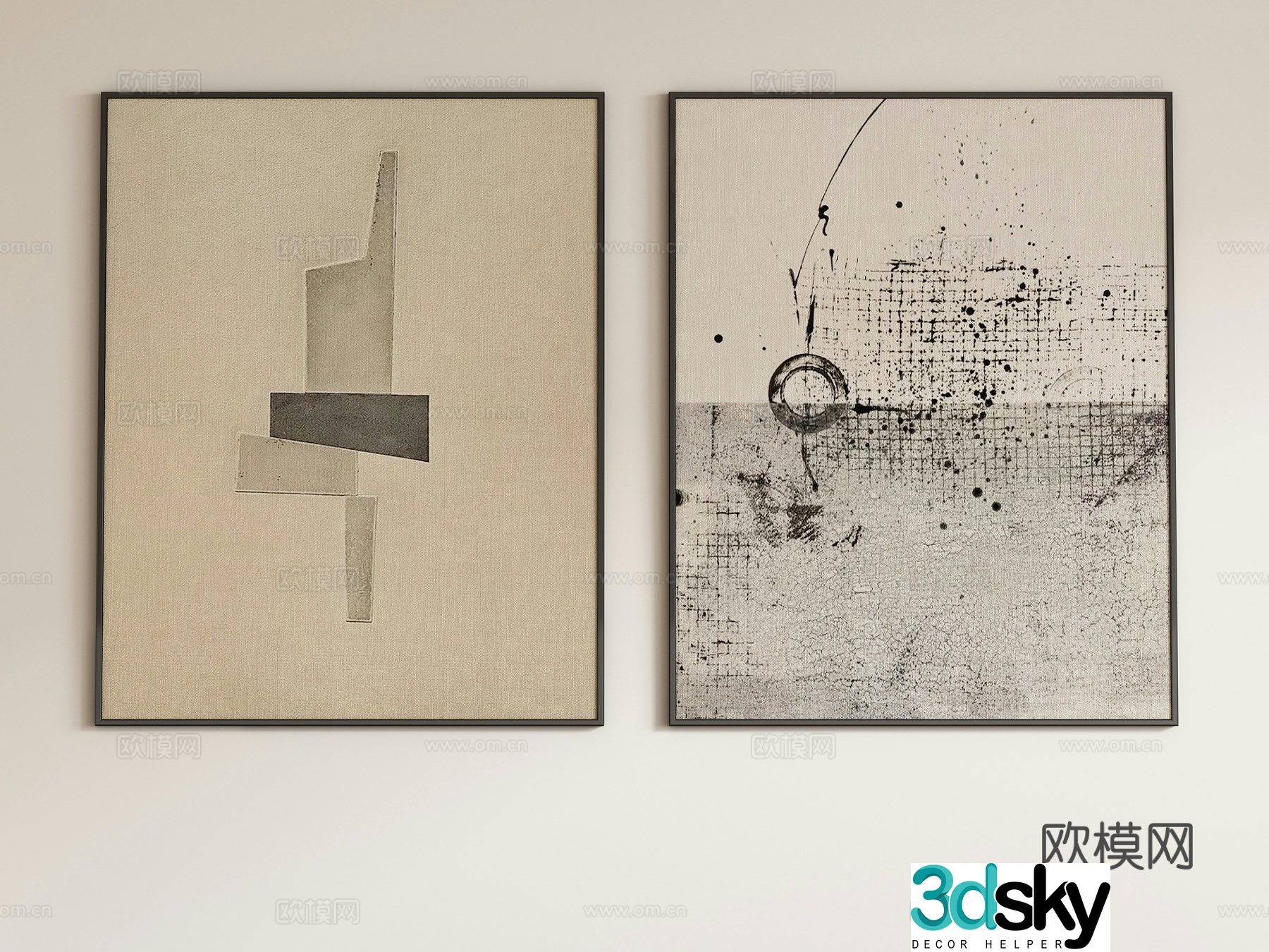 Modern abstract decorative painting hanging painting 3d model