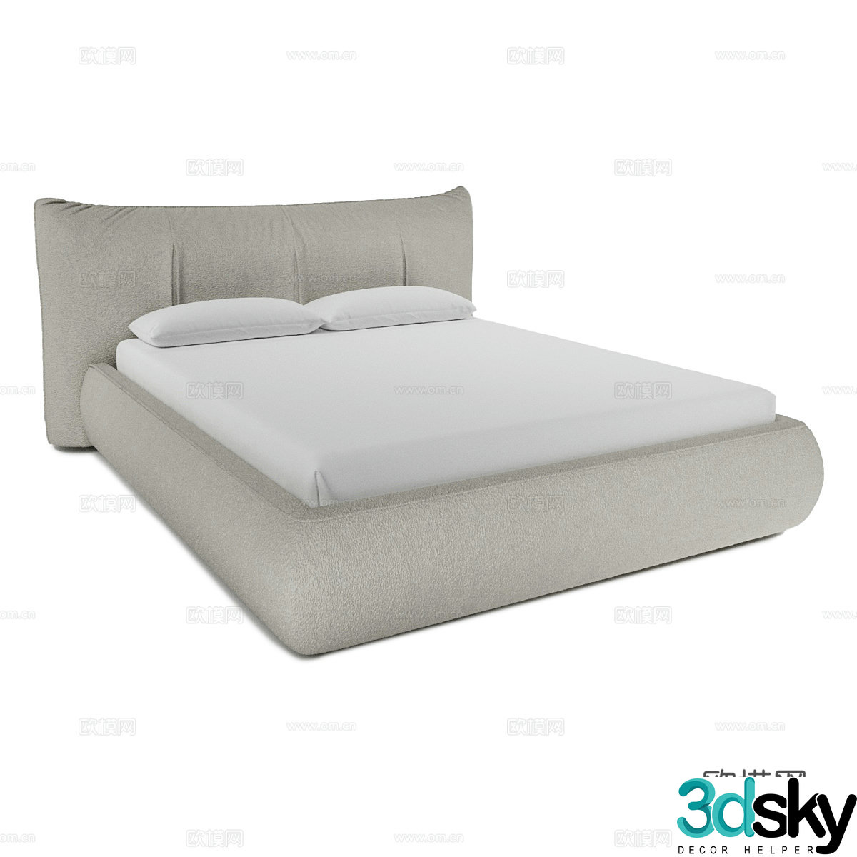Modern simple double bed Double bed Simple bed Bedroom bed Pillow 3D model