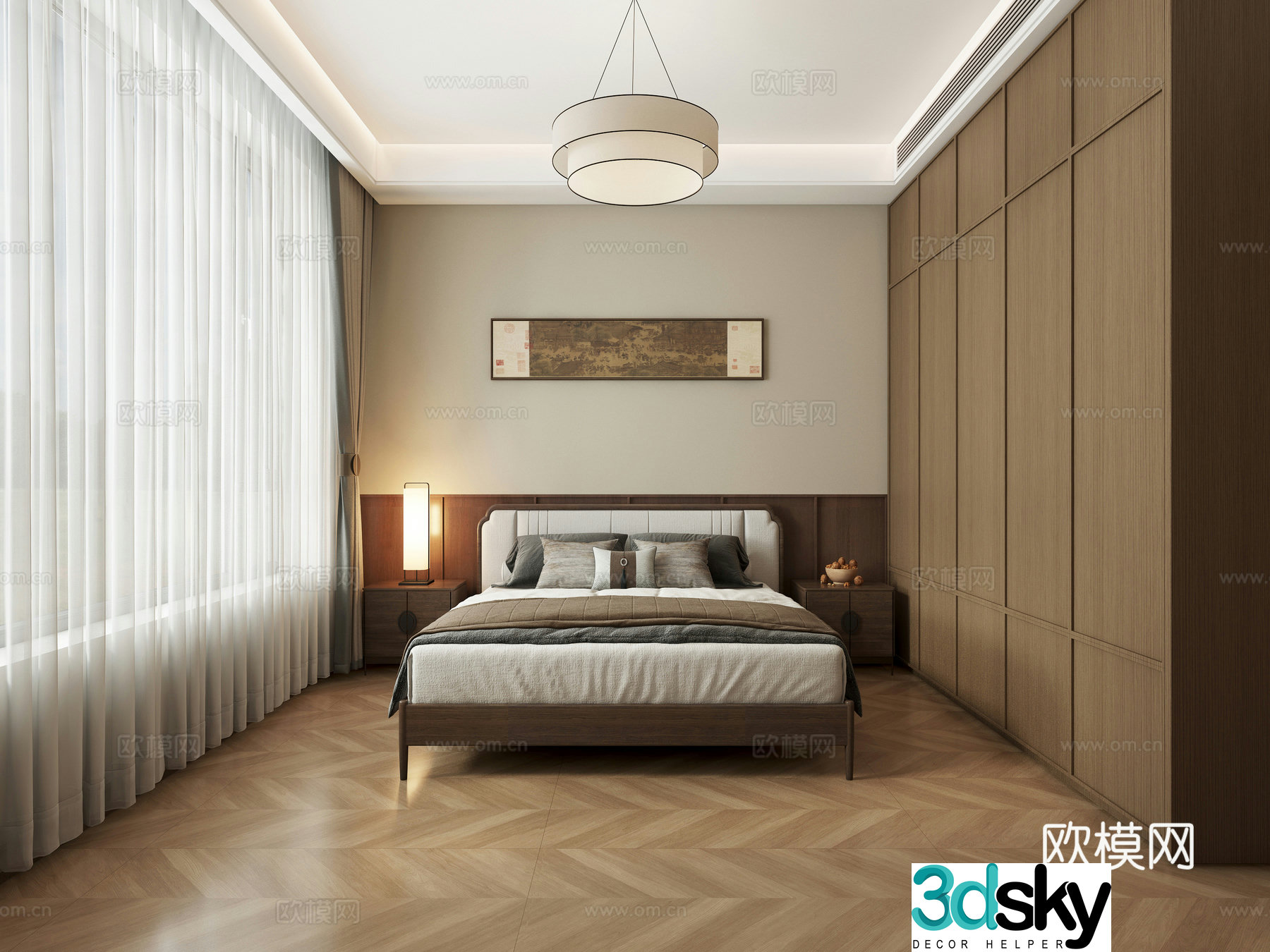 New Chinese style bedroom Song’s aesthetic bedroom medieval style bedroom 3d model