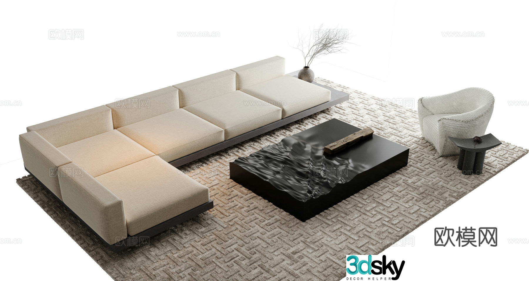 Modern sofa coffee table 3d model