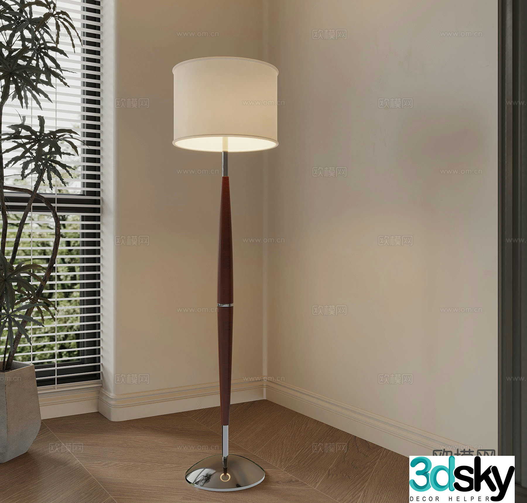 Middle-aged floor lamp decorative lamp 3d model