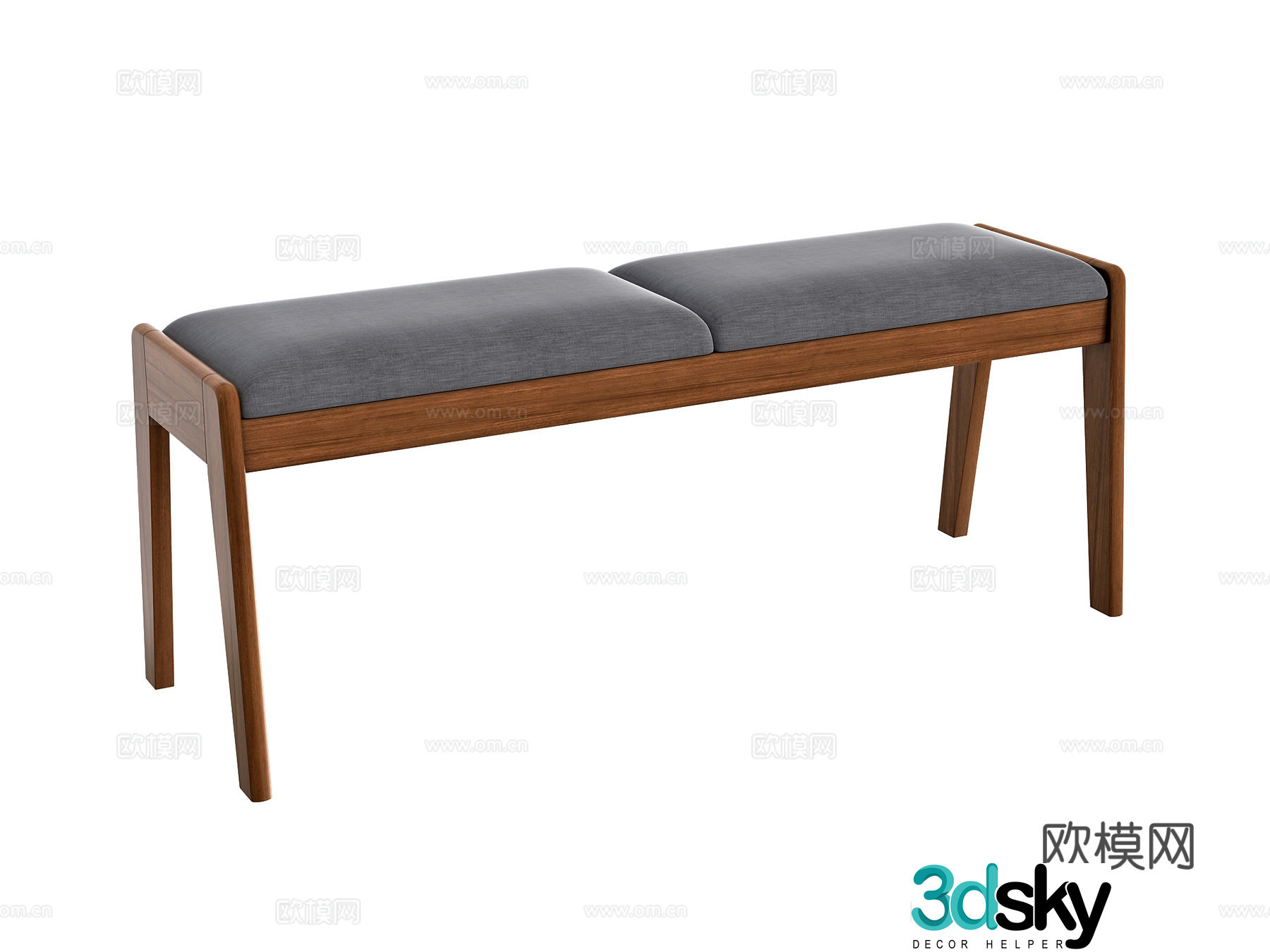 American style bed stool 3D model
