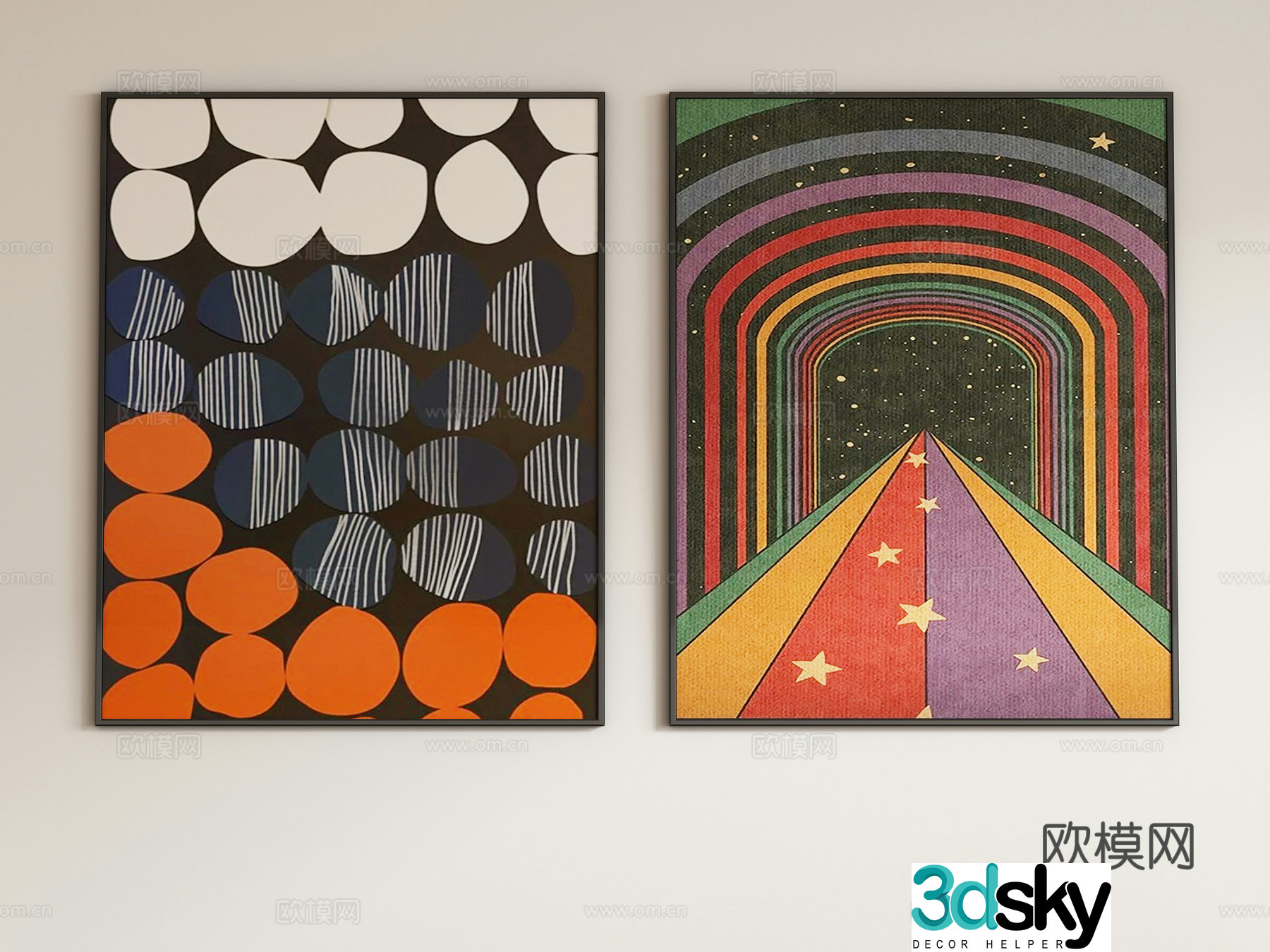 Modern abstract decorative painting hanging painting 3d model