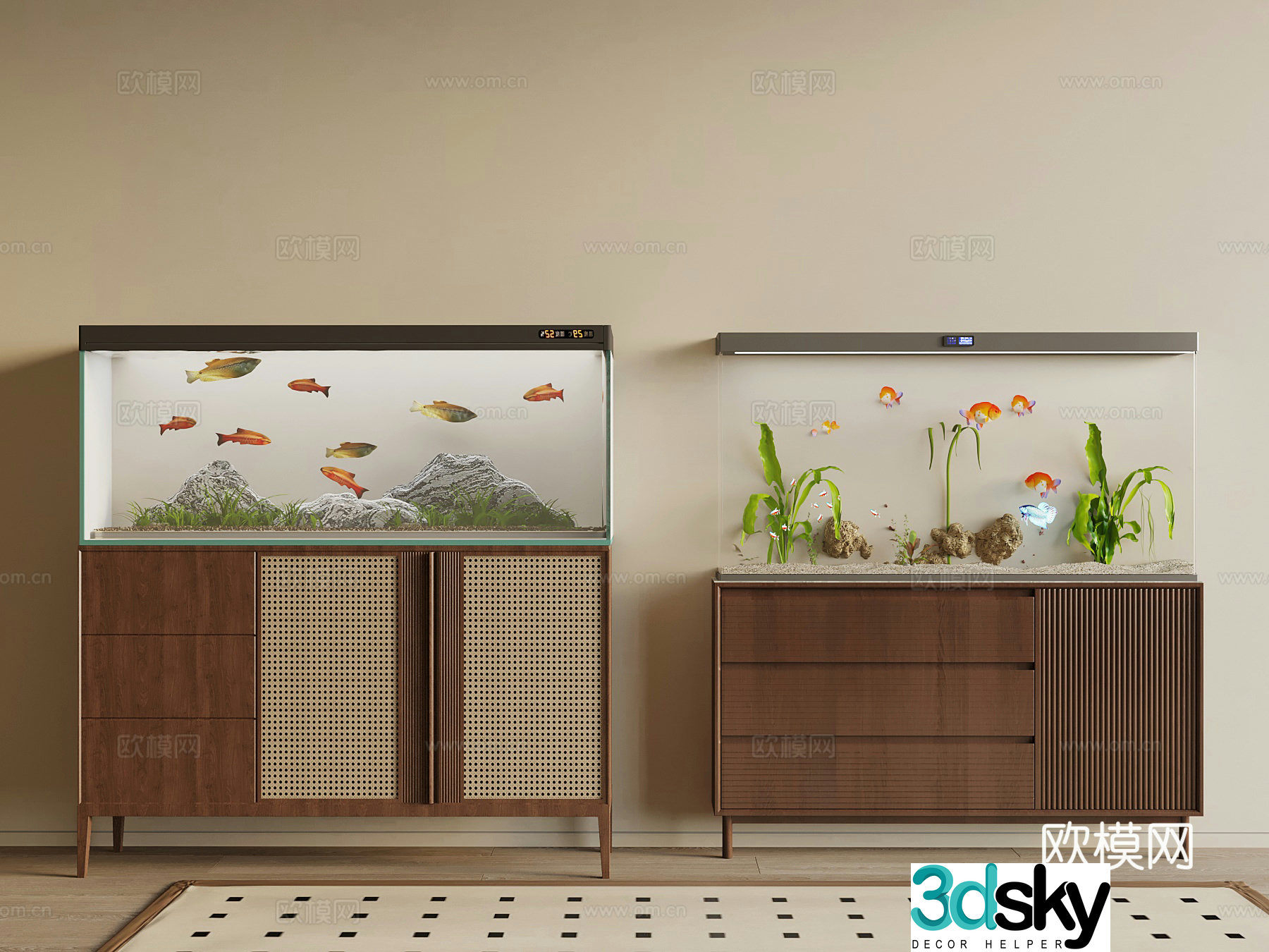 Modern fish tank 3d model