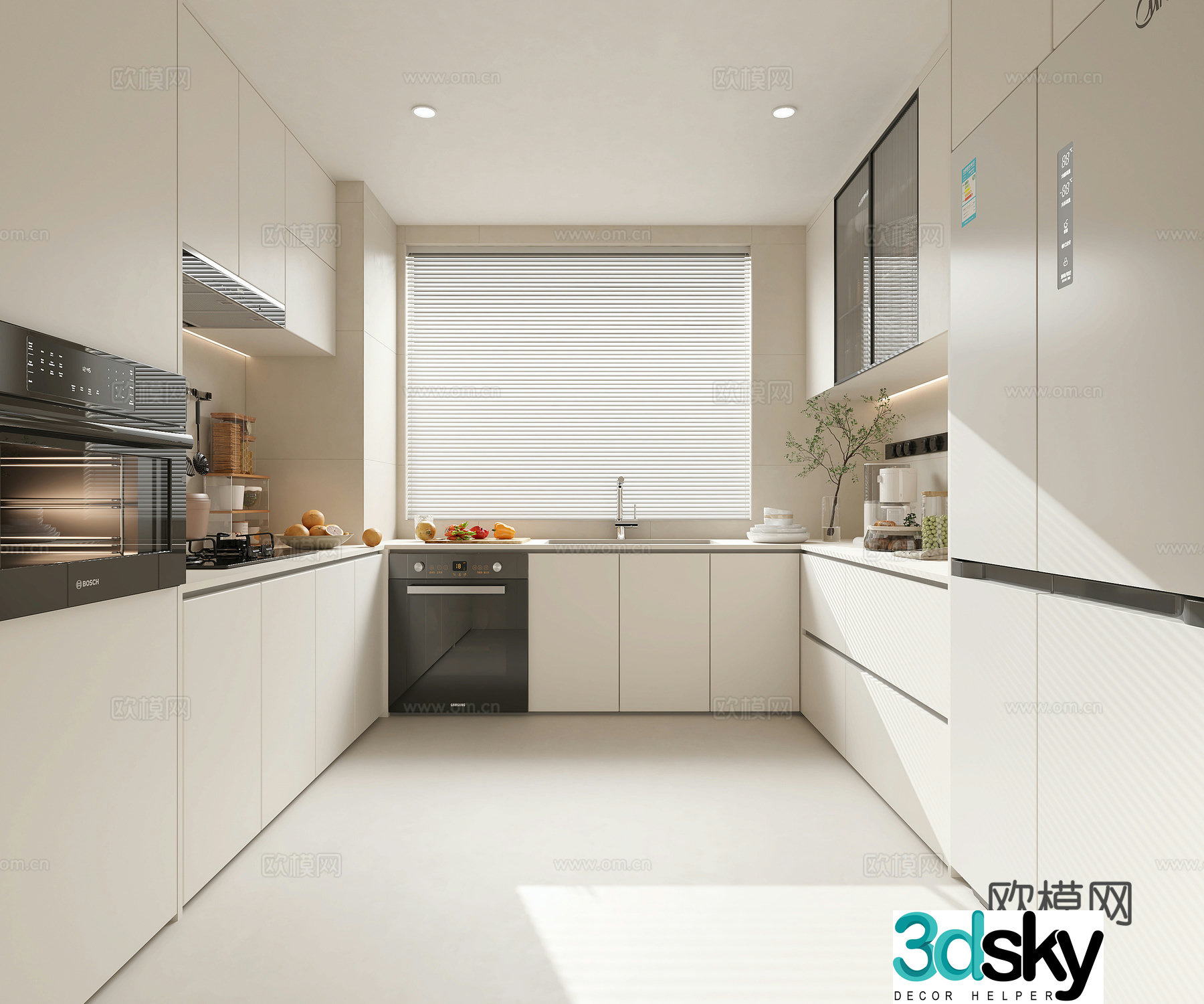 Modern minimalist kitchen 3d model