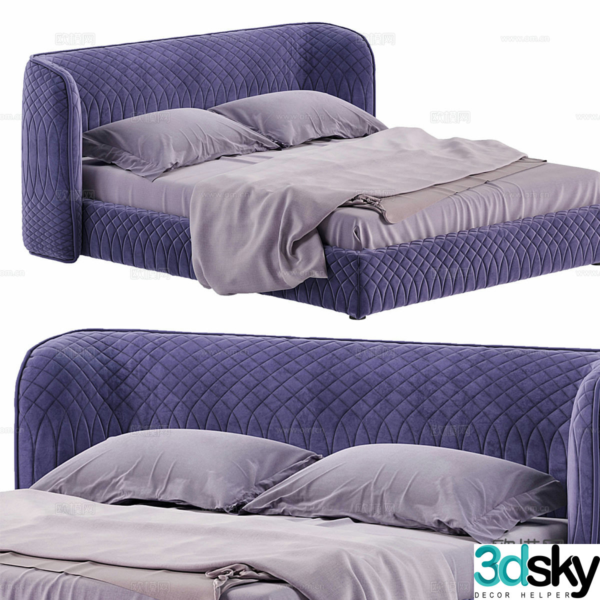 Modern MOROSO fabric double bed 3d model