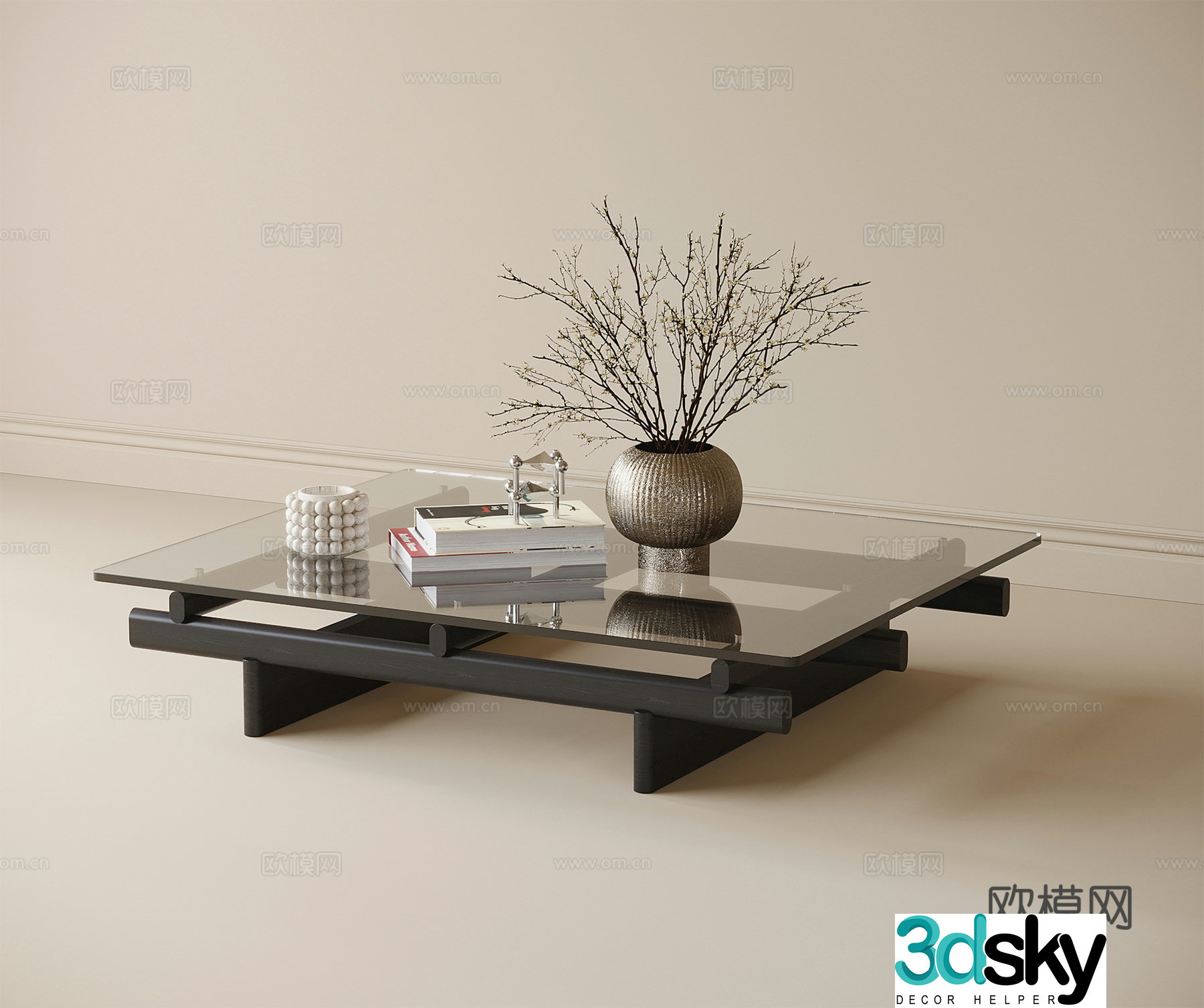 Modern glass coffee table 3d model