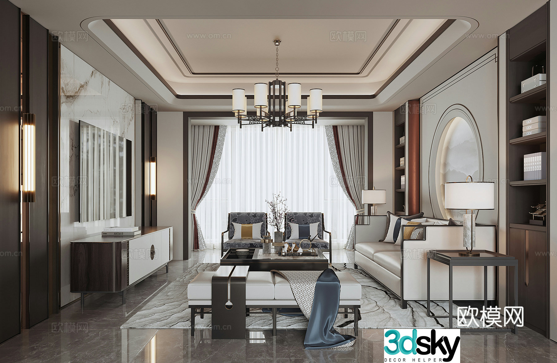 New Chinese living room 3D model