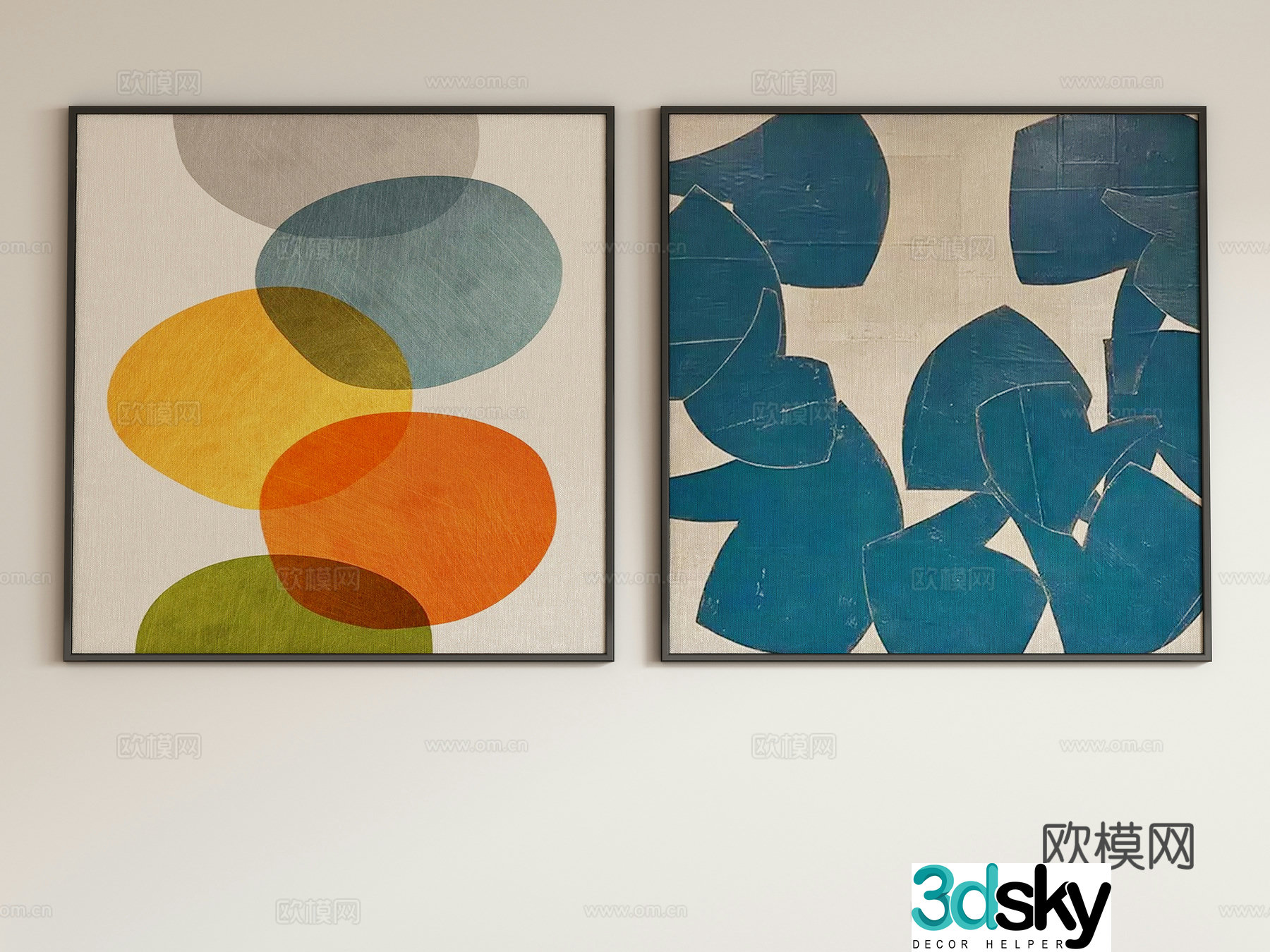 Modern abstract decorative painting hanging painting 3d model