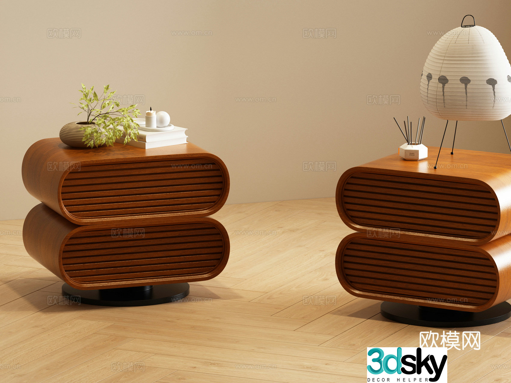 Modern medieval style bedside table 3D model