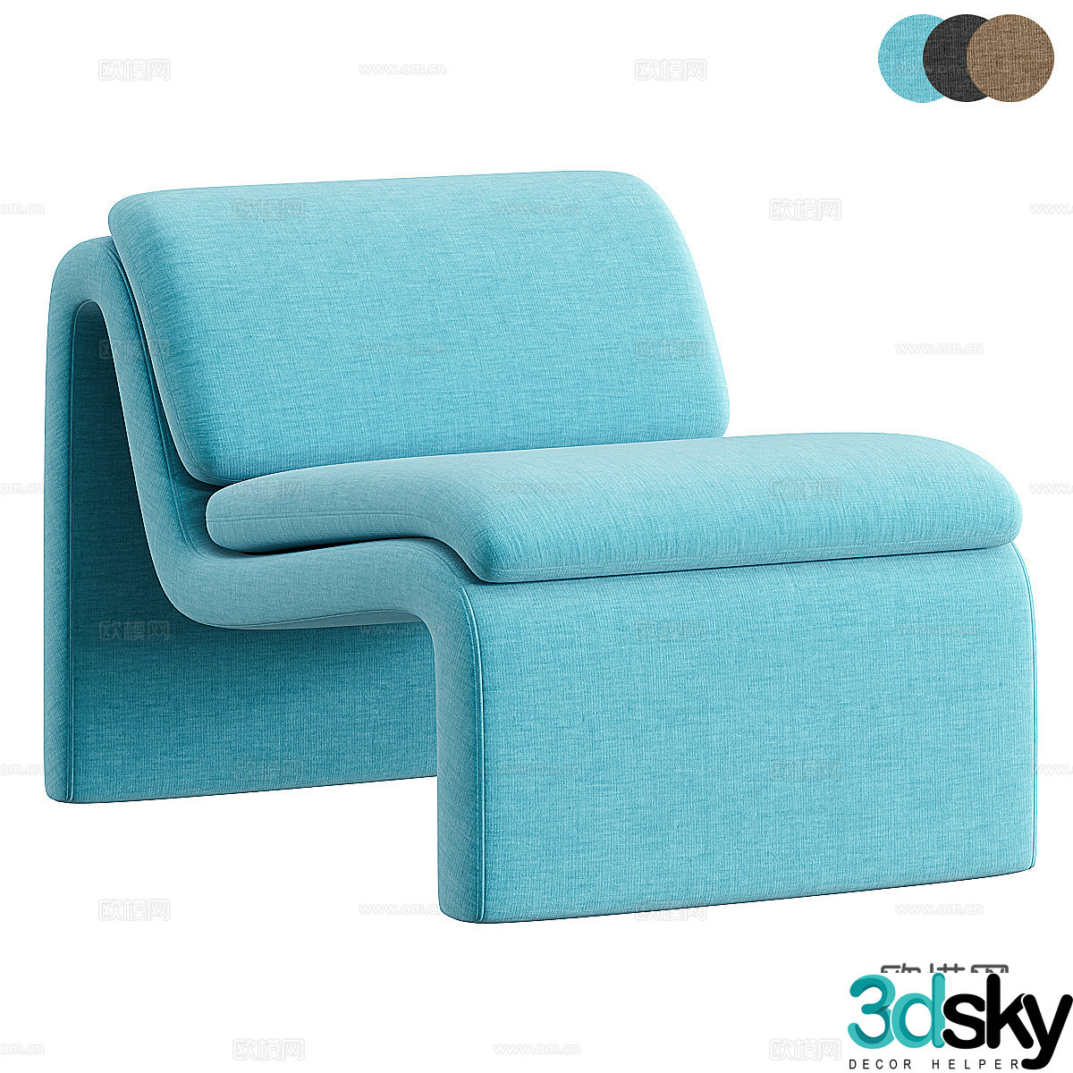 Modern Italian Wally Curvature Chair 3d Model