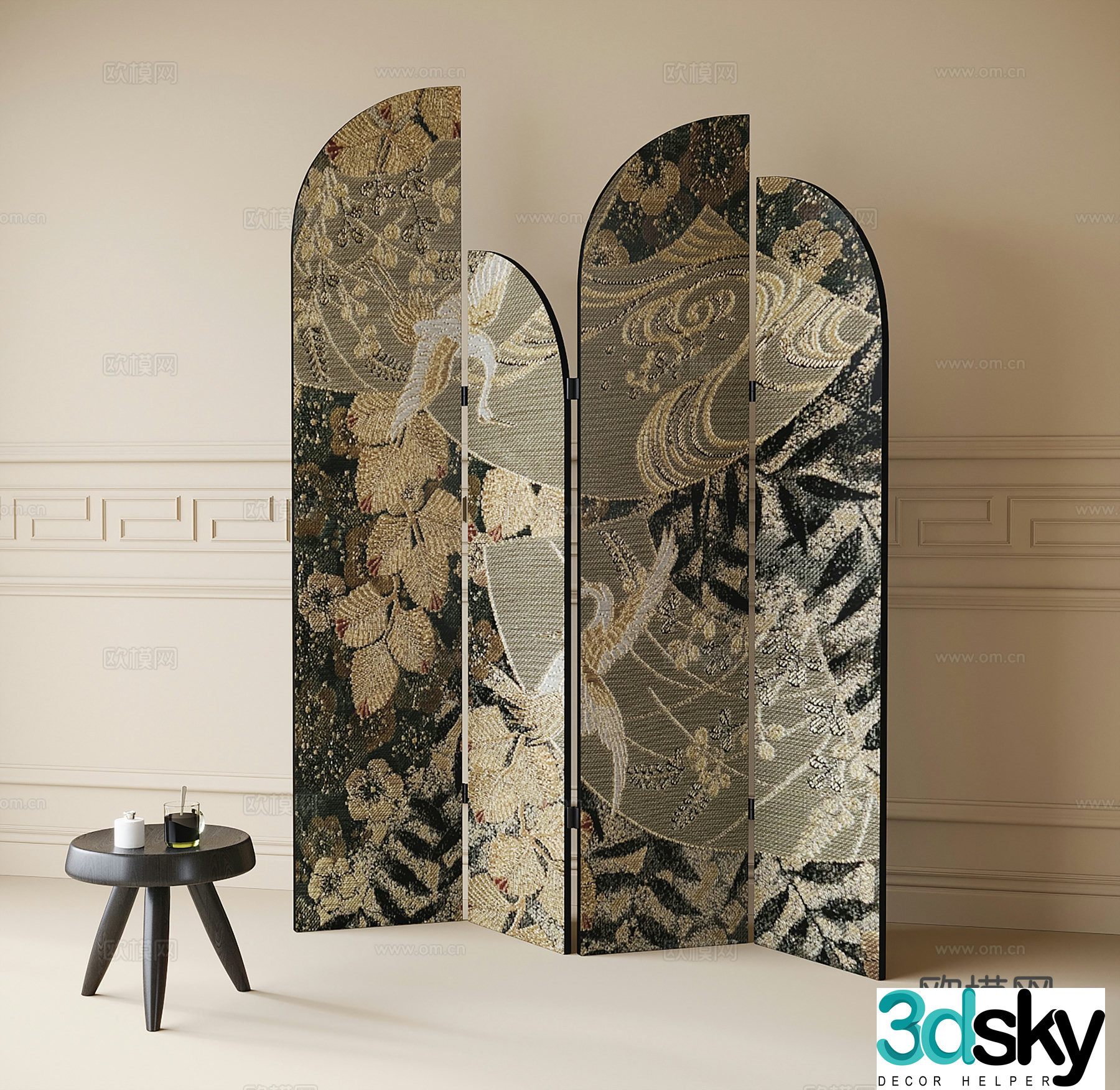 French folding screen 3d model