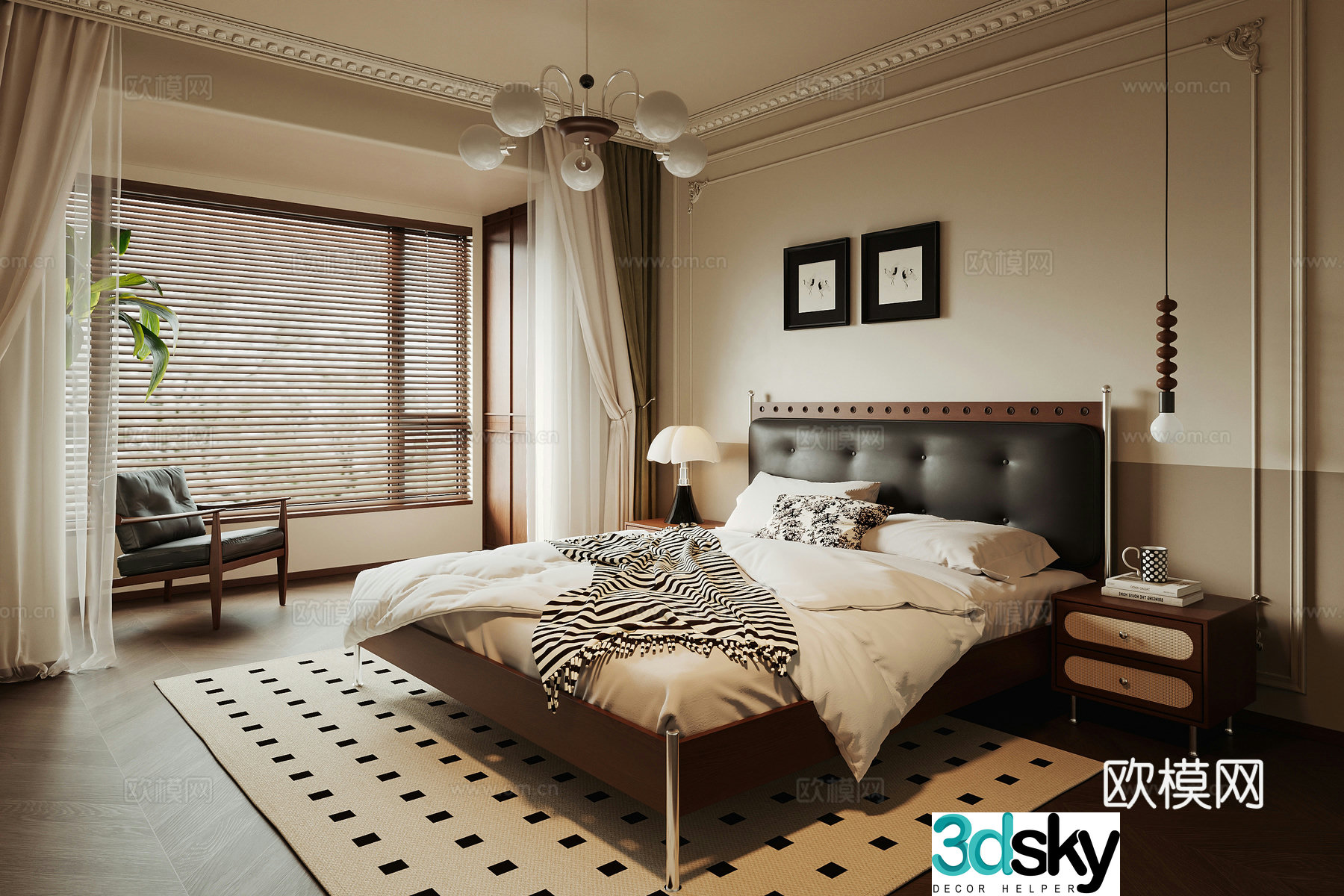 Medium-old bedroom 3d model