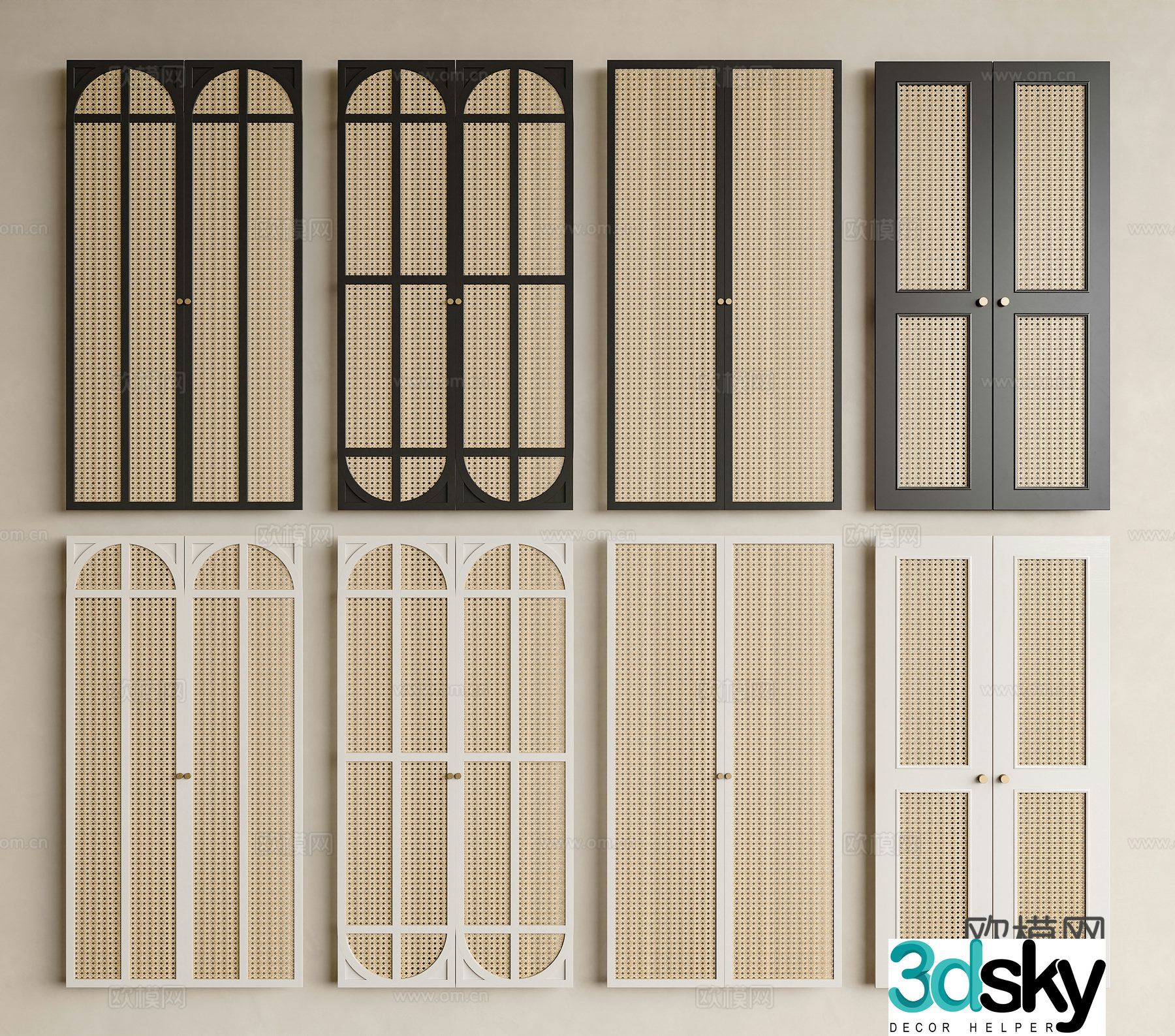 Middle Ages Lavasaki rattan cabinet door Wardrobe cabinet door Rabid woven cabinet door Rabid woven door Rabid woven door 3D model