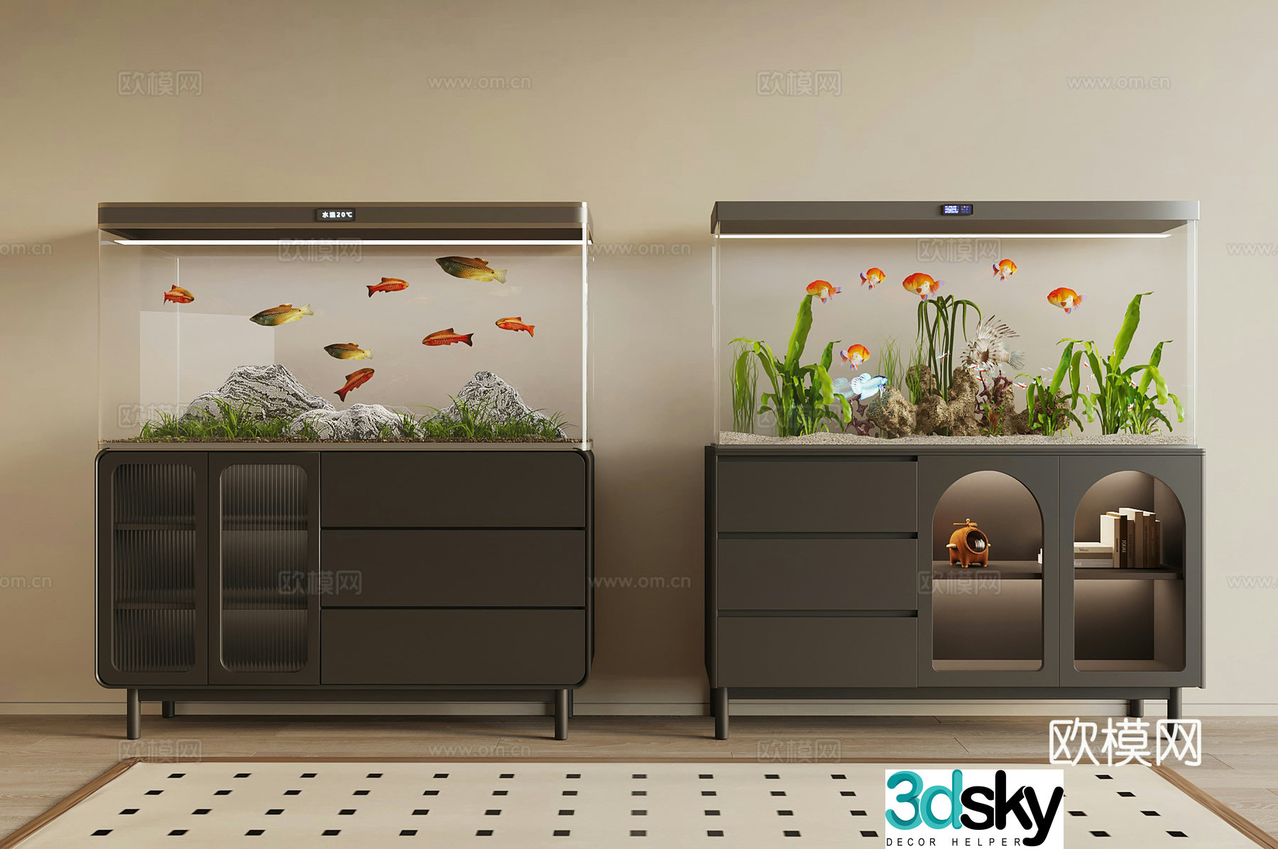 Modern fish tank 3d model