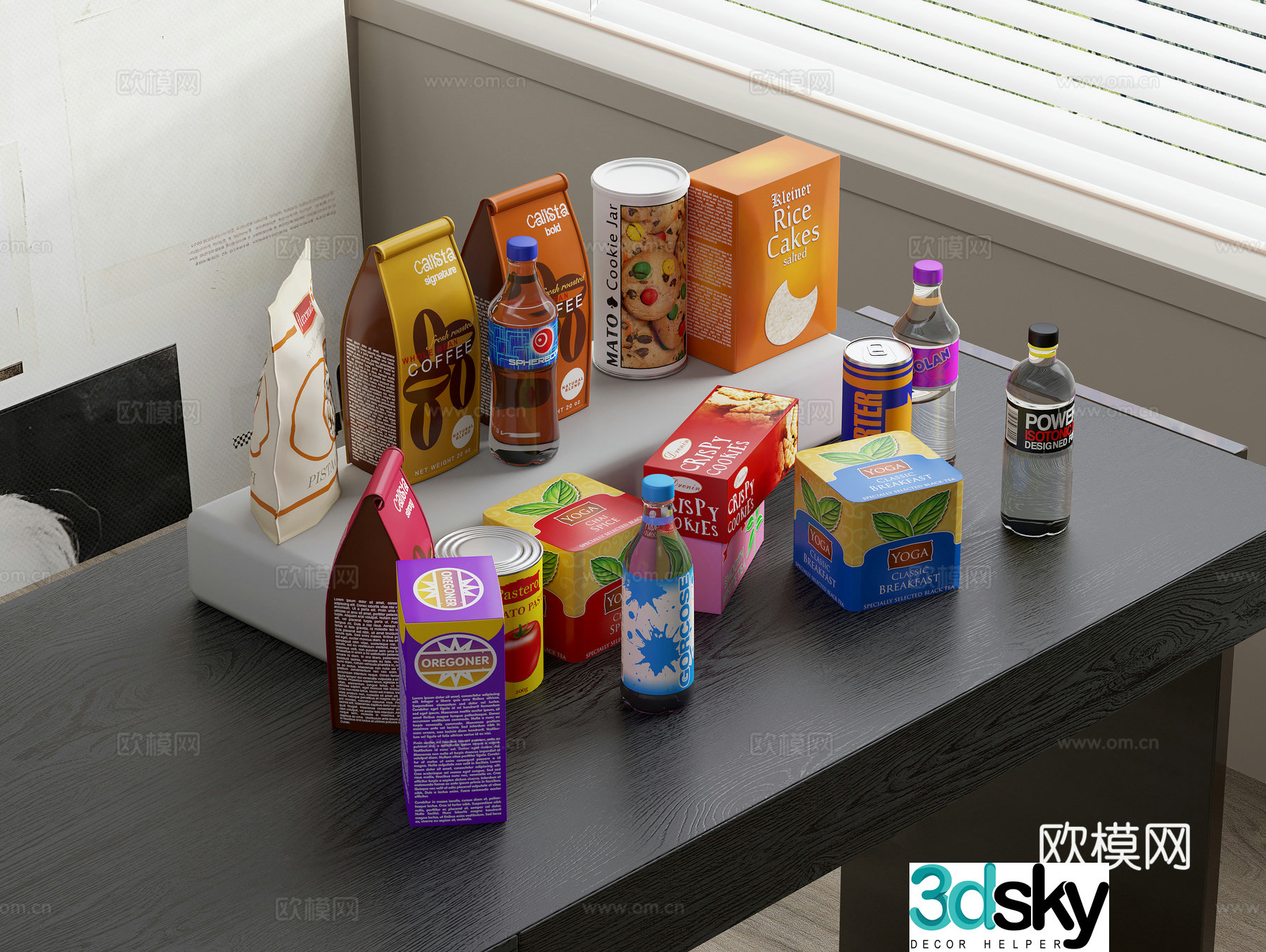 Snacks Drinks Cookies Potato Chips 3D Model