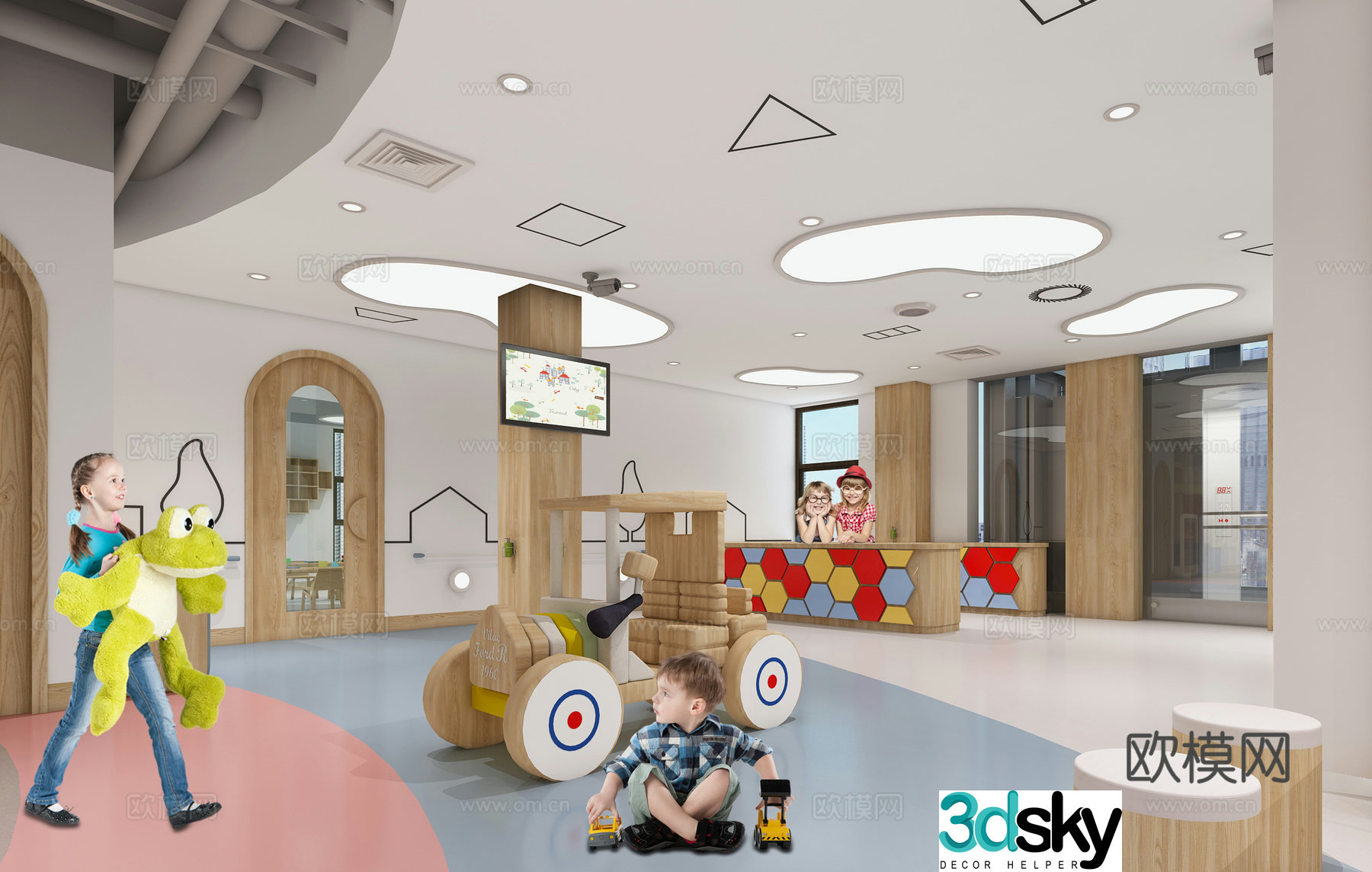 Modern kindergarten classroom kindergarten activity room kindergarten corridor 3d model