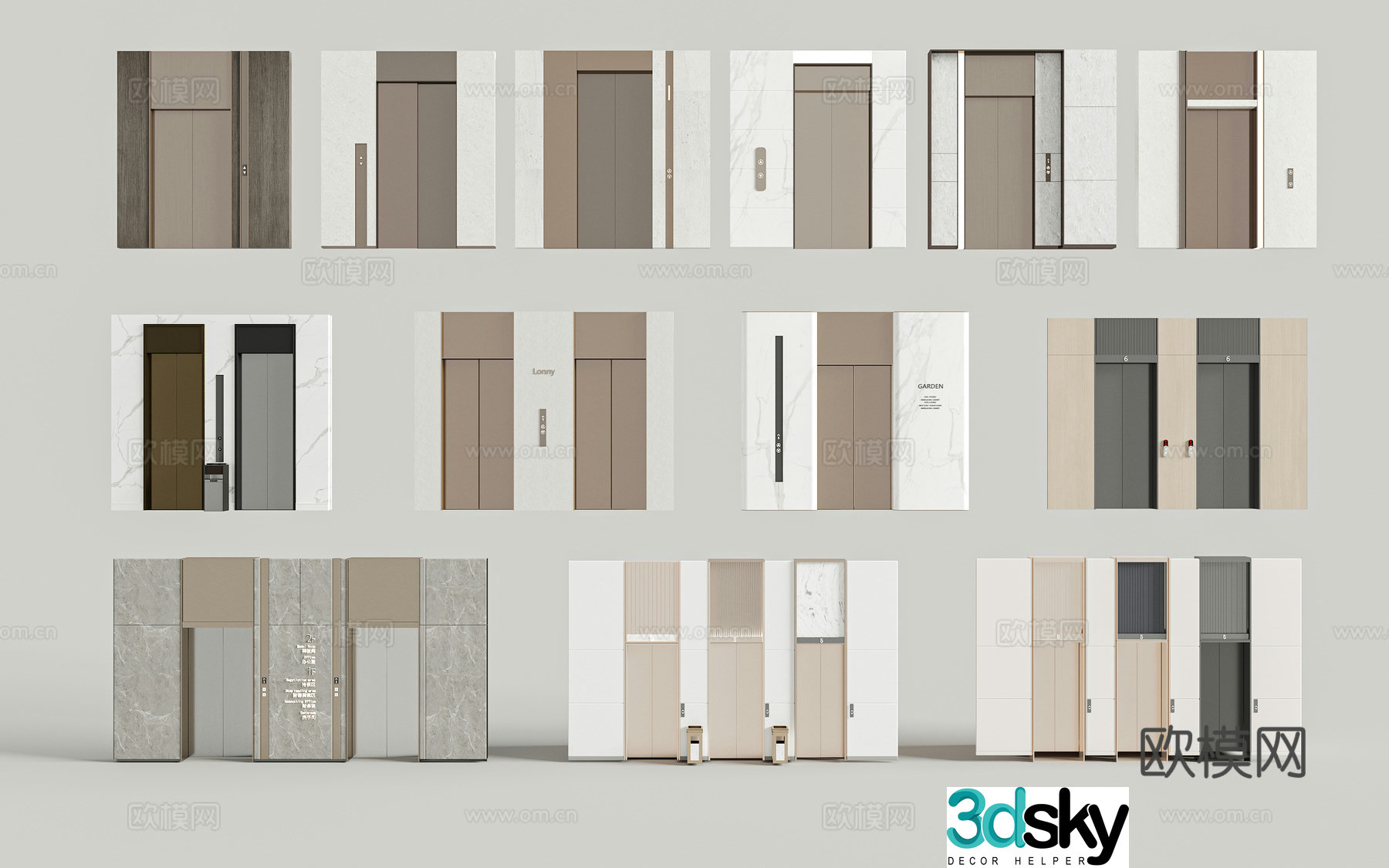 Modern elevator elevator elevator door lift button trash can stainless steel elevator 3d model