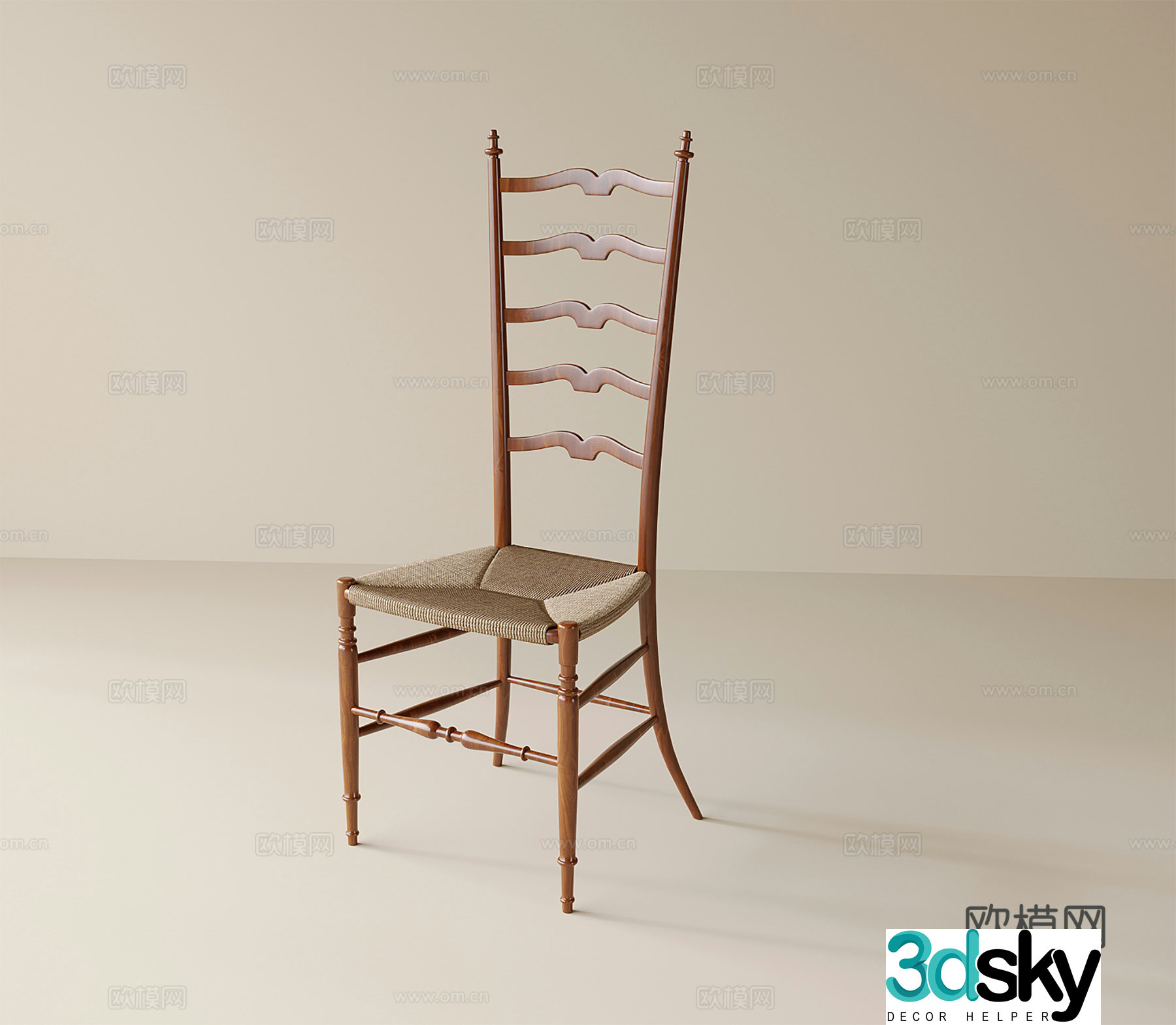 Modern single chair dining chair high back chair 3d model