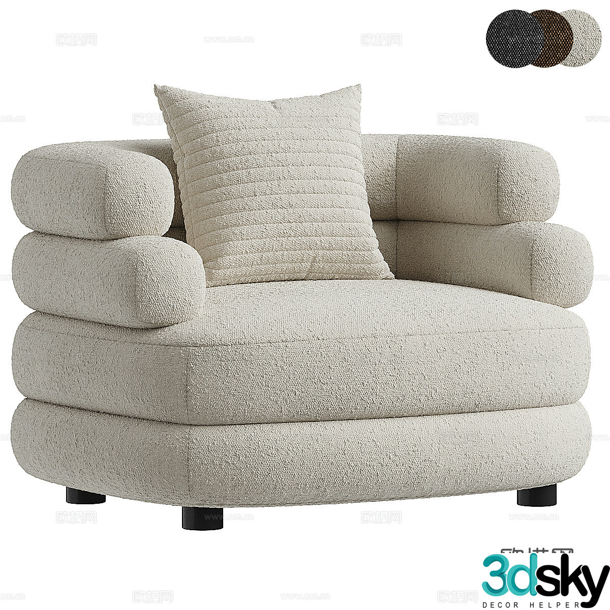 Modern Italian MALAGA lounge chair 3d model
