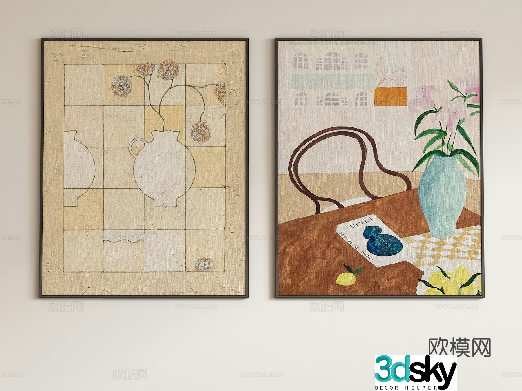 Modern abstract decorative painting hanging painting 3d model