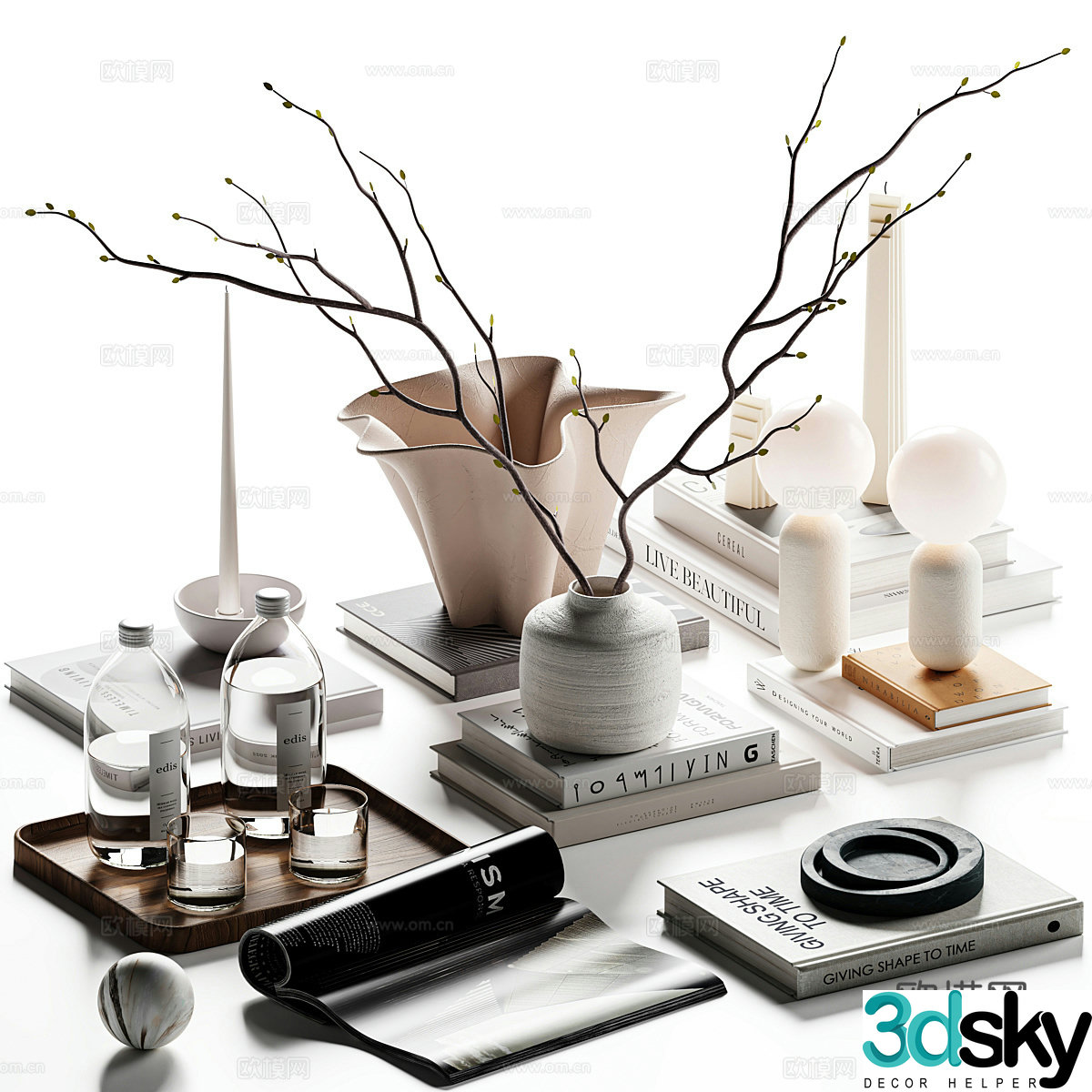 Modern light luxury jewelry ornament combination 3D model