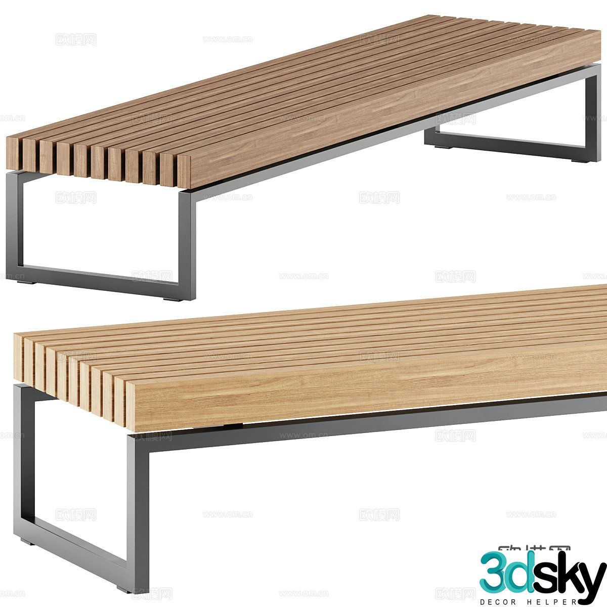 Modern PORTO bench 3d model