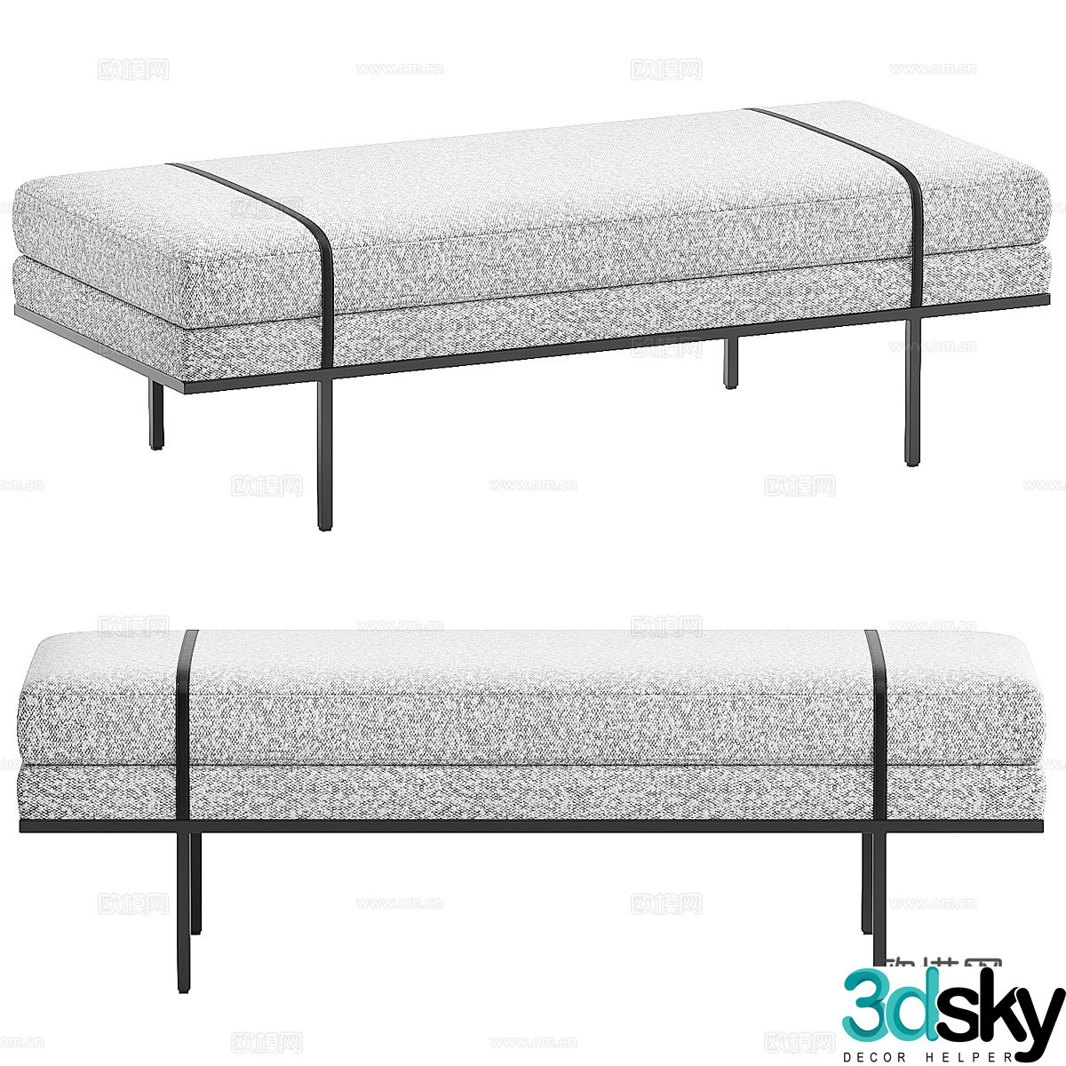 Italian minimalist Harris Accent bench 3D model
