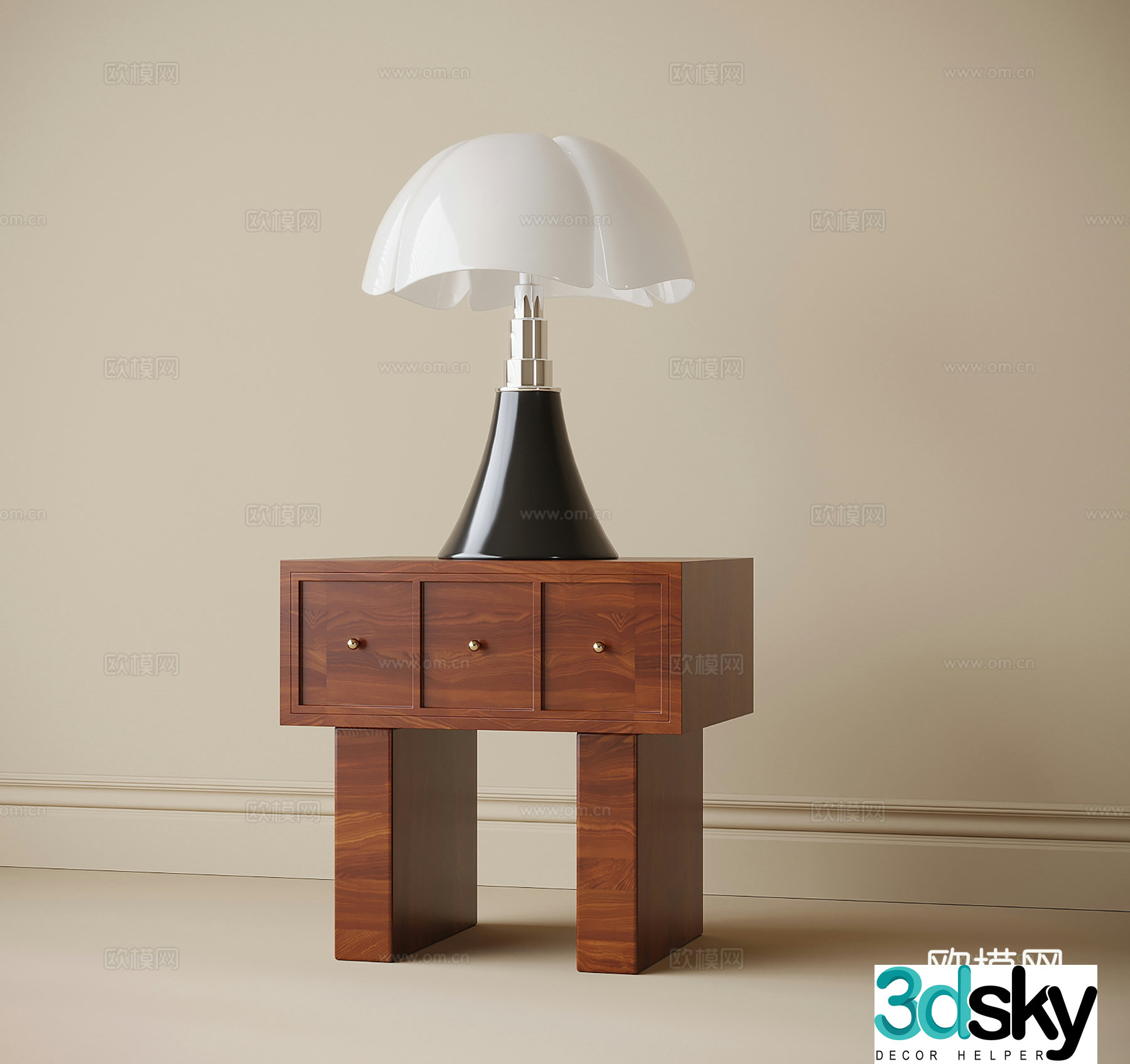 French bedside table lamp 3d model