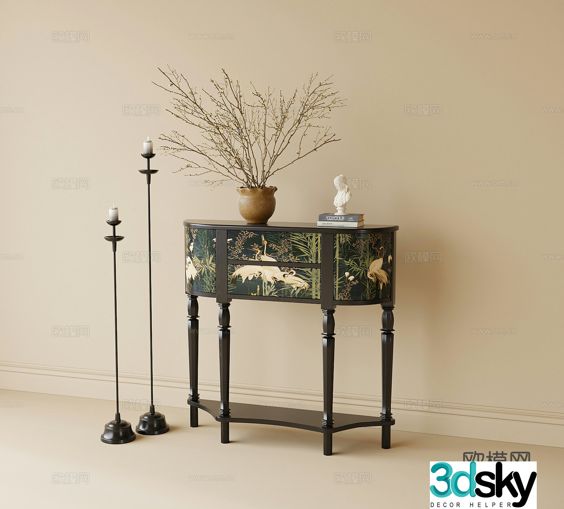 French entrance cabinet side cabinet 3D model