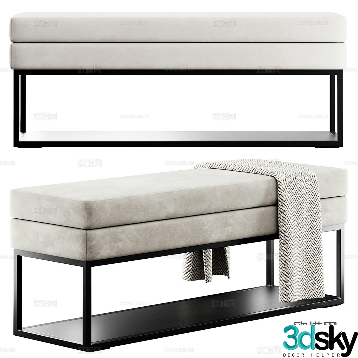 Modern Domino bench 3d model
