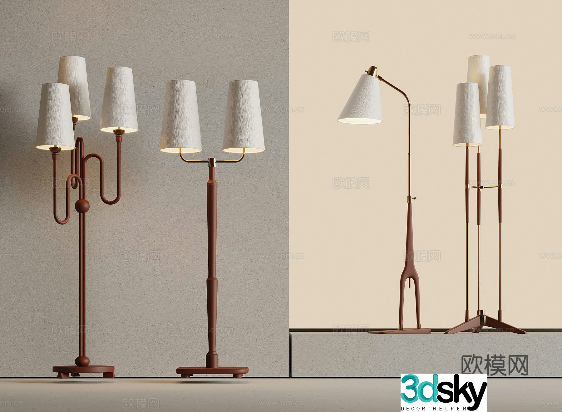 Middle-aged floor lamp 3d model