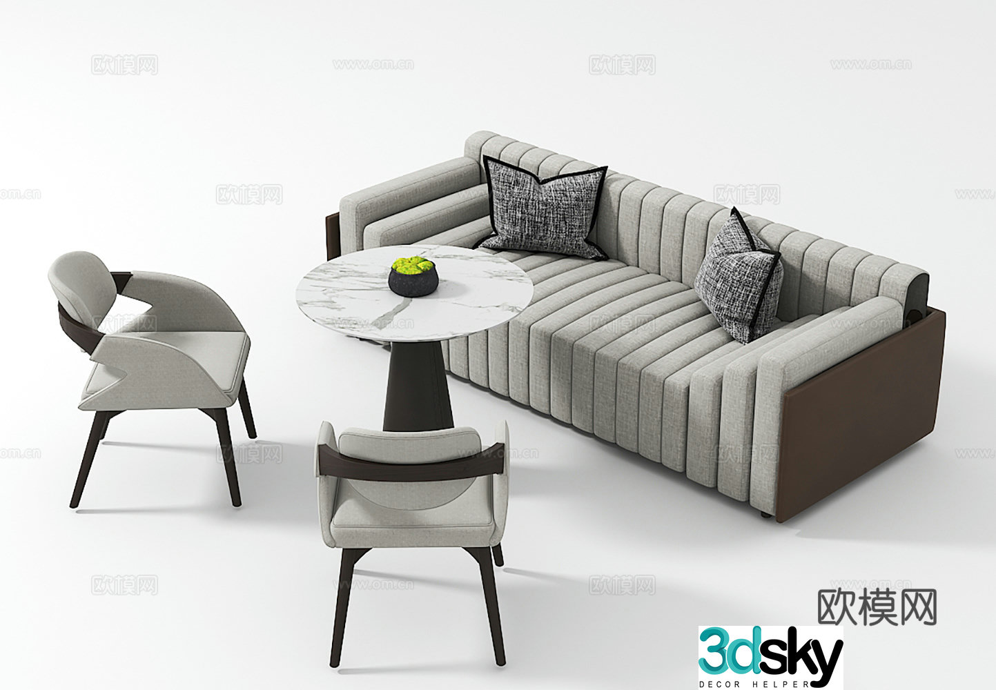 Modern negotiation sofa coffee table table chair combination 3D model