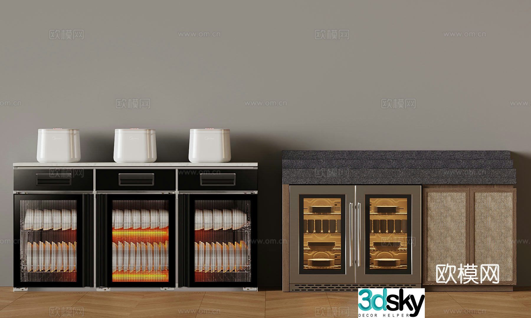 Modern dining cabinet tableware 3d model