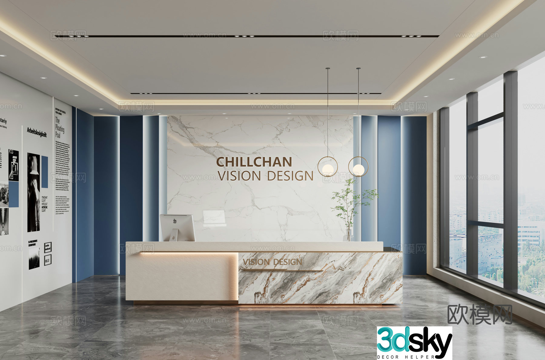 Modern company front desk 3D model