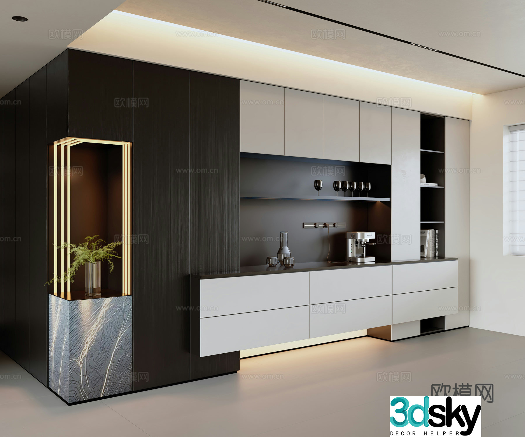 Modern minimalist sideboard 3D model